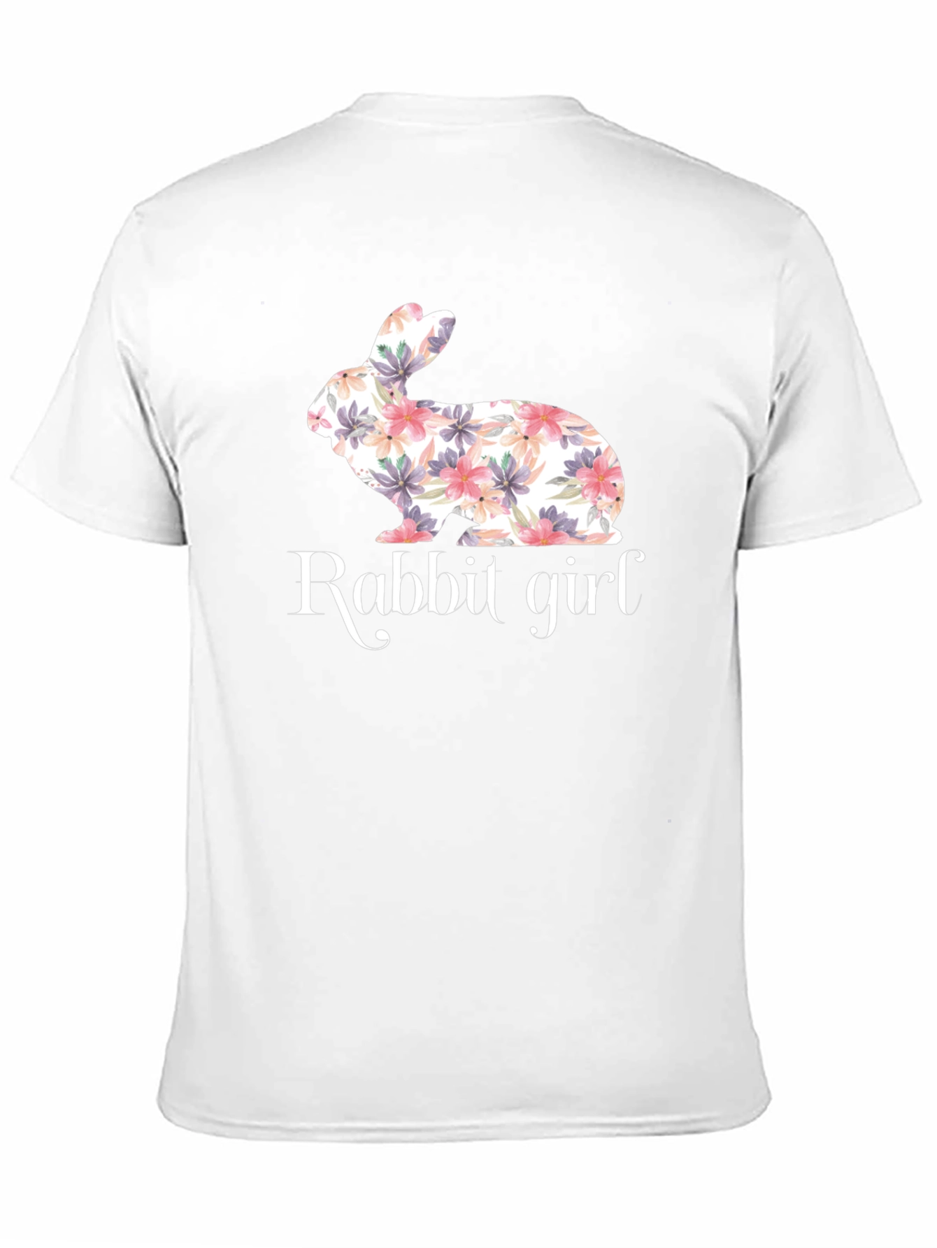 Floral Rabbit Girl T-Shirt - Cute Bunny Tee