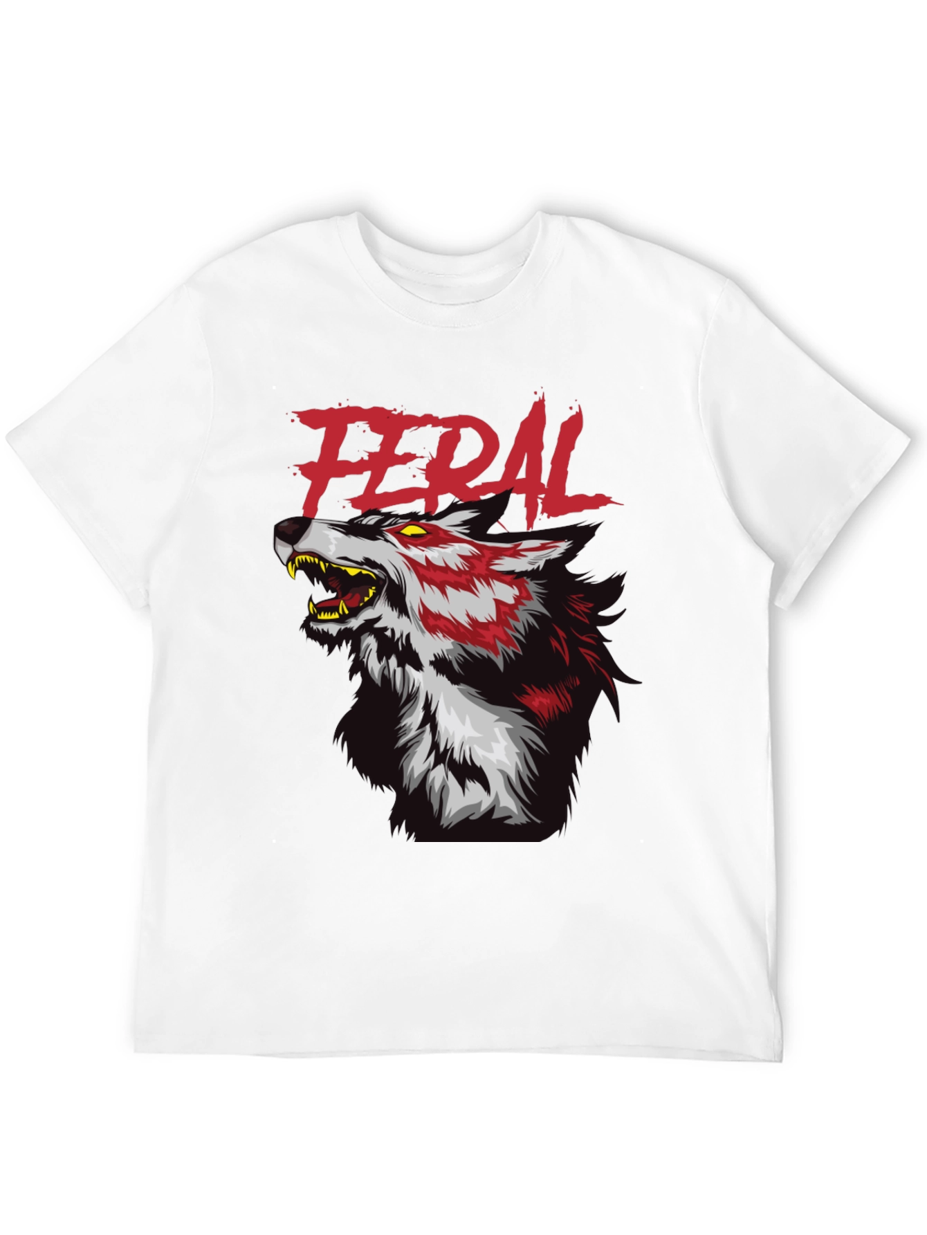 Feral Wolf Graphic Tee - Black Cotton T-Shirt