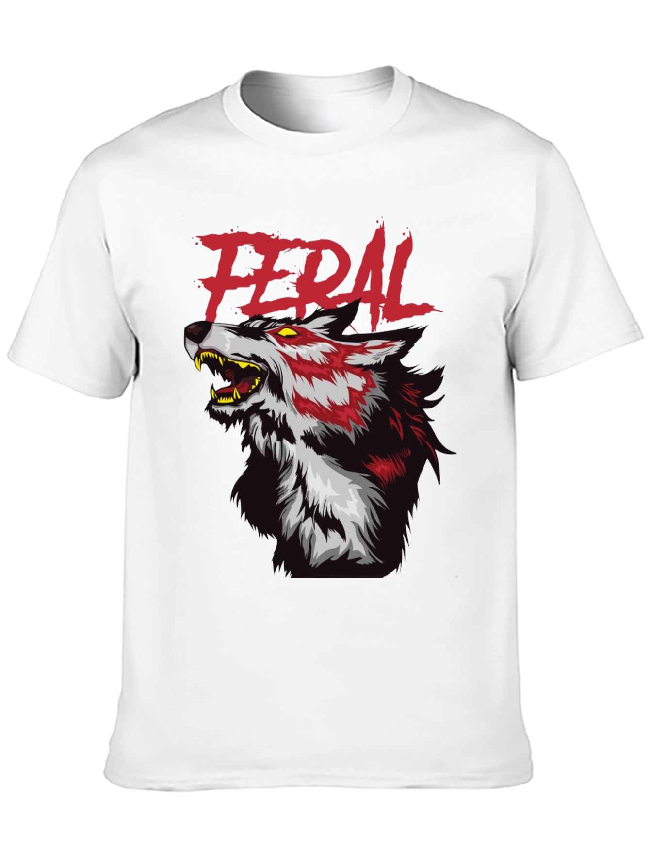 Feral Wolf Graphic Tee - Black Cotton T-Shirt