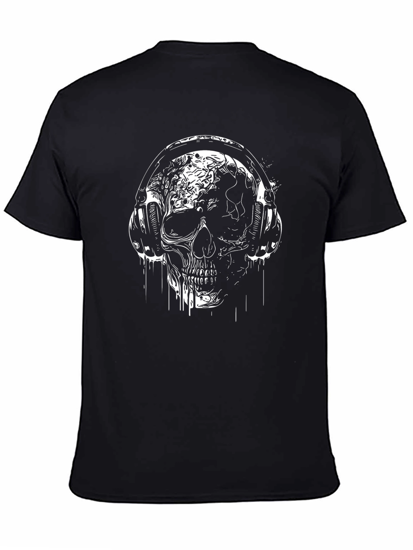 Skull Headphones Graphic T-Shirt - Black