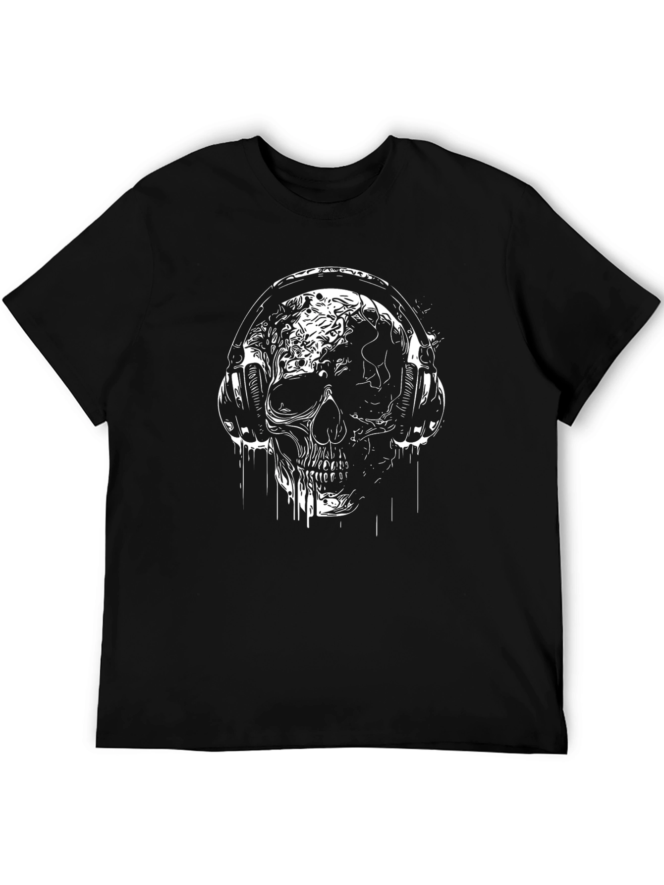 Skull Headphones Graphic T-Shirt - Black