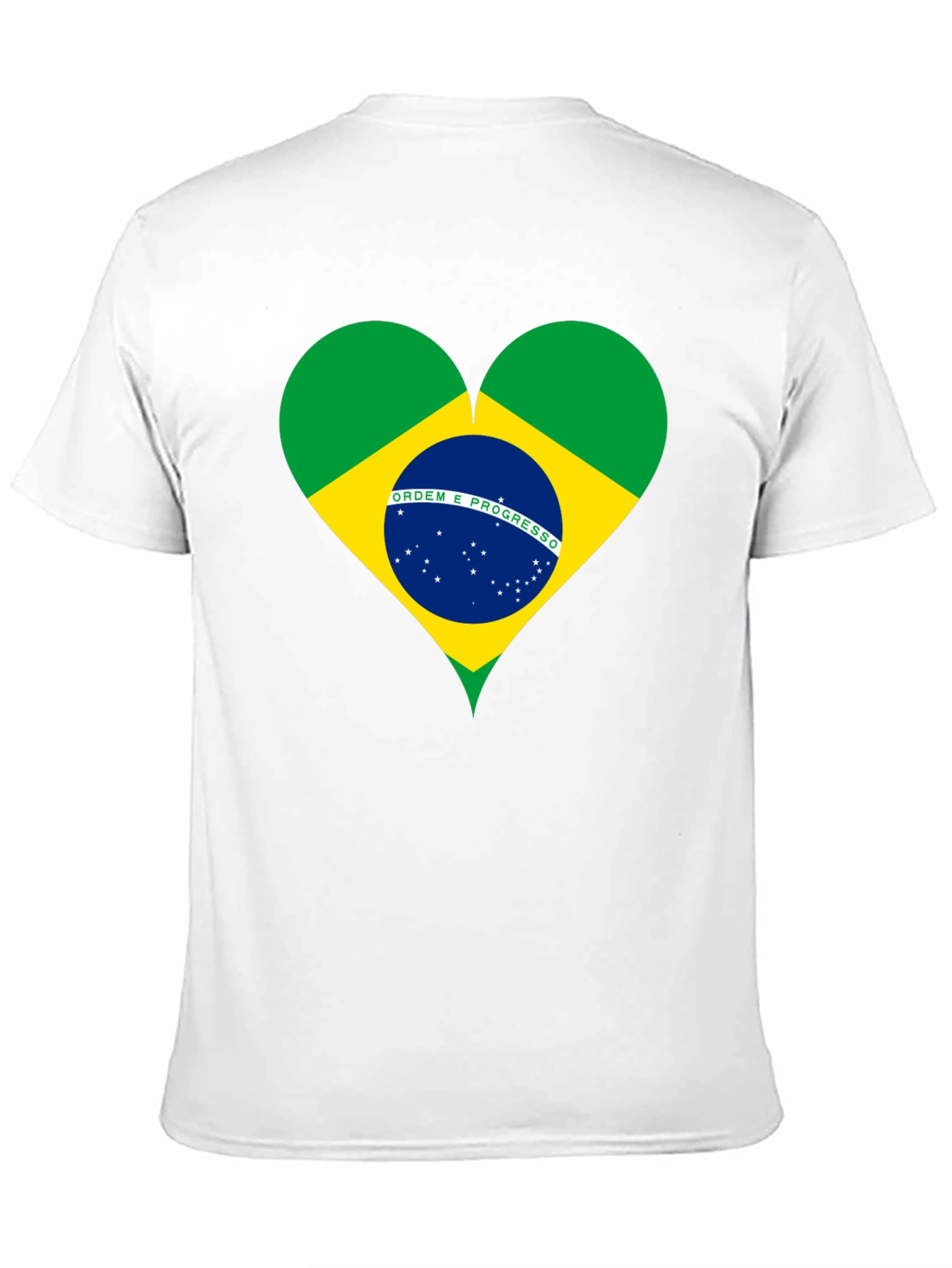 Brazil Flag Heart Graphic Tee - Black Cotton T-Shirt