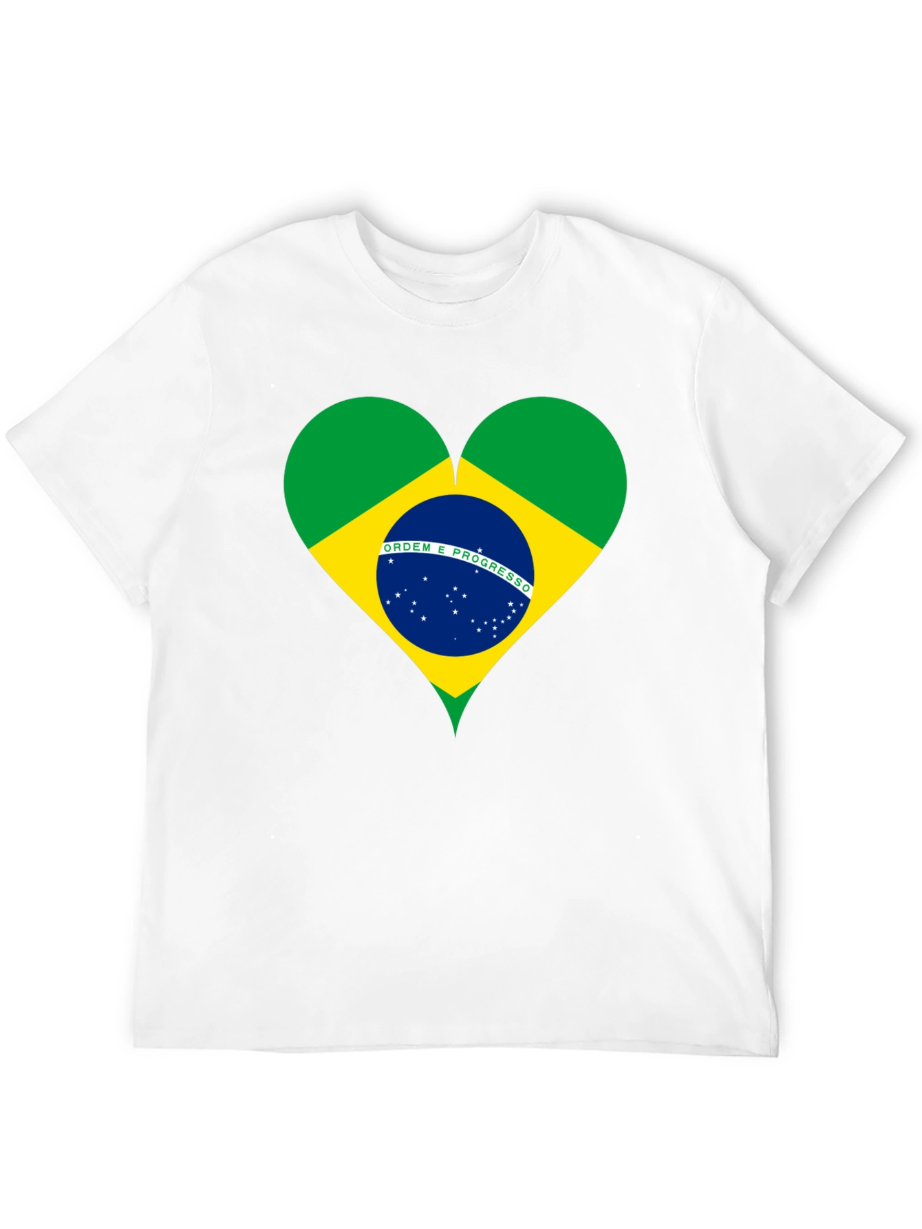 Brazil Flag Heart Graphic Tee - Black Cotton T-Shirt