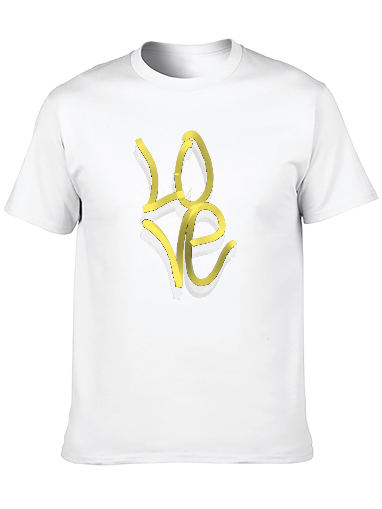 Love T-Shirt - Artistic Yellow & White Graphic