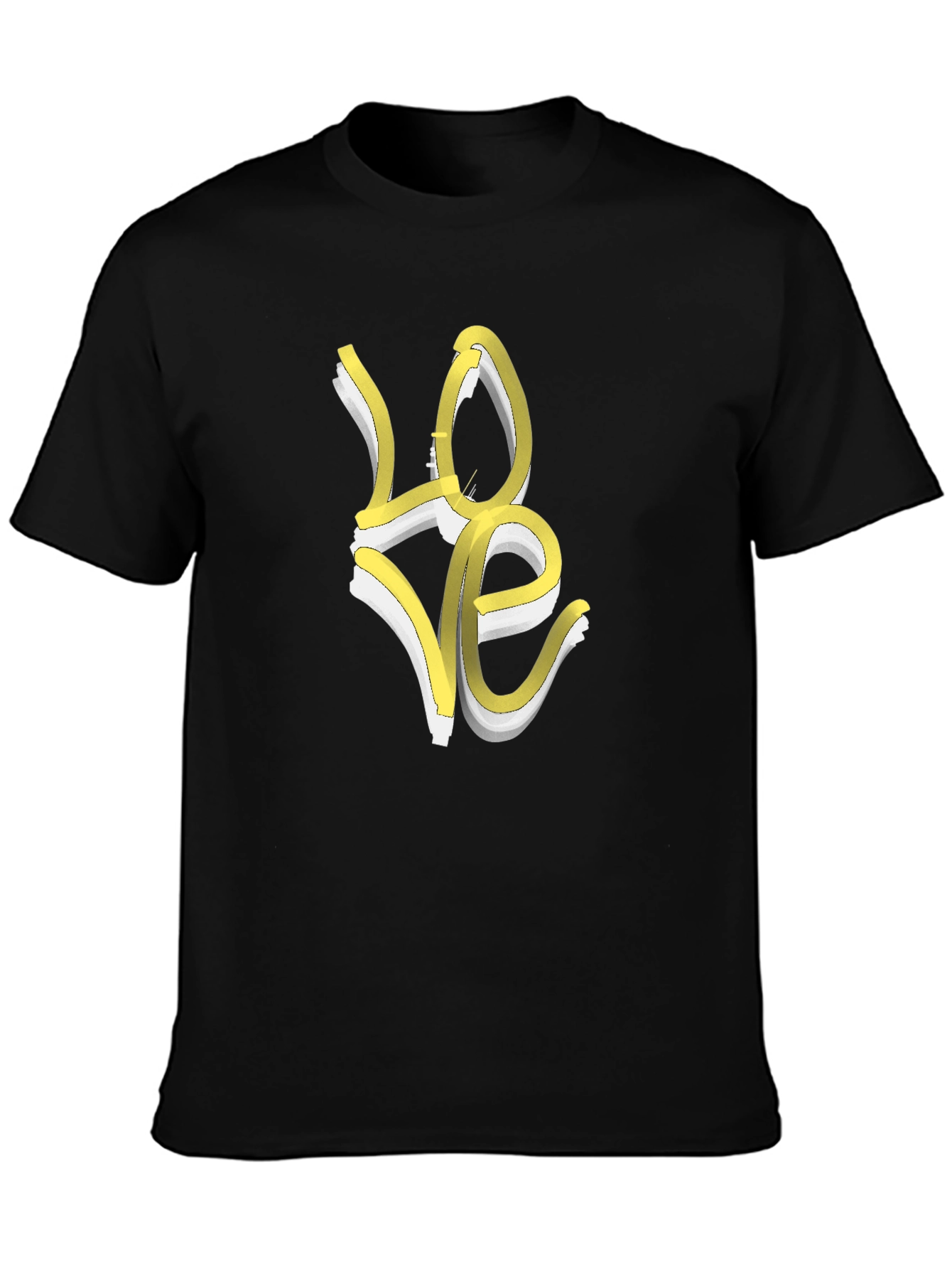 Love T-Shirt - Artistic Yellow & White Graphic