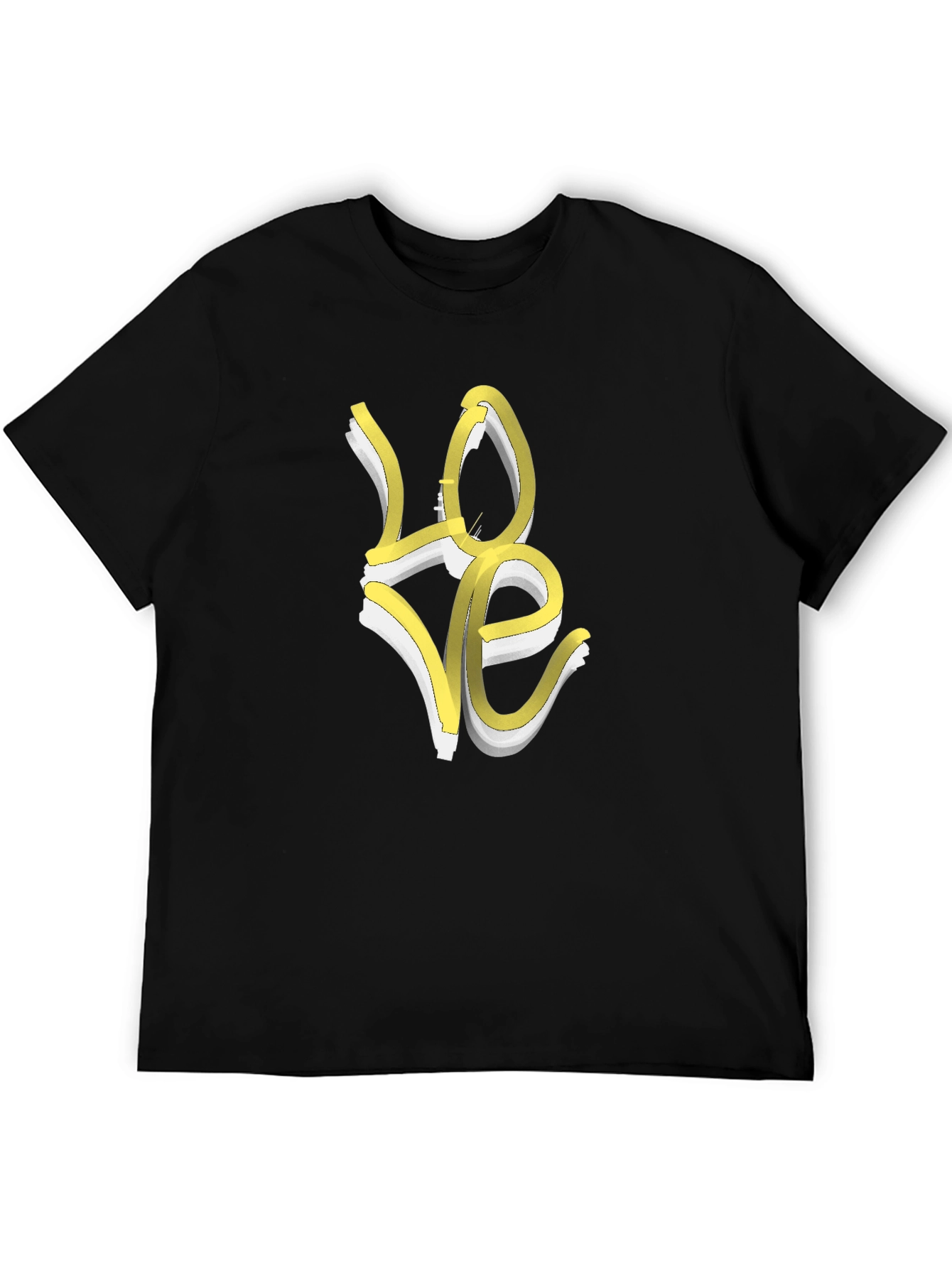 Love T-Shirt - Artistic Yellow & White Graphic