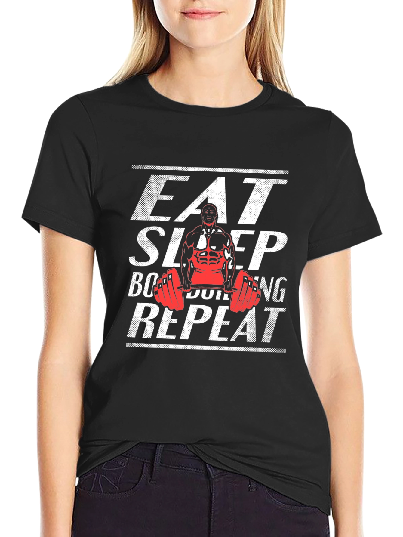 Eat Sleep Bodybuilding Repeat T-Shirt - Gym Fitness Apparel