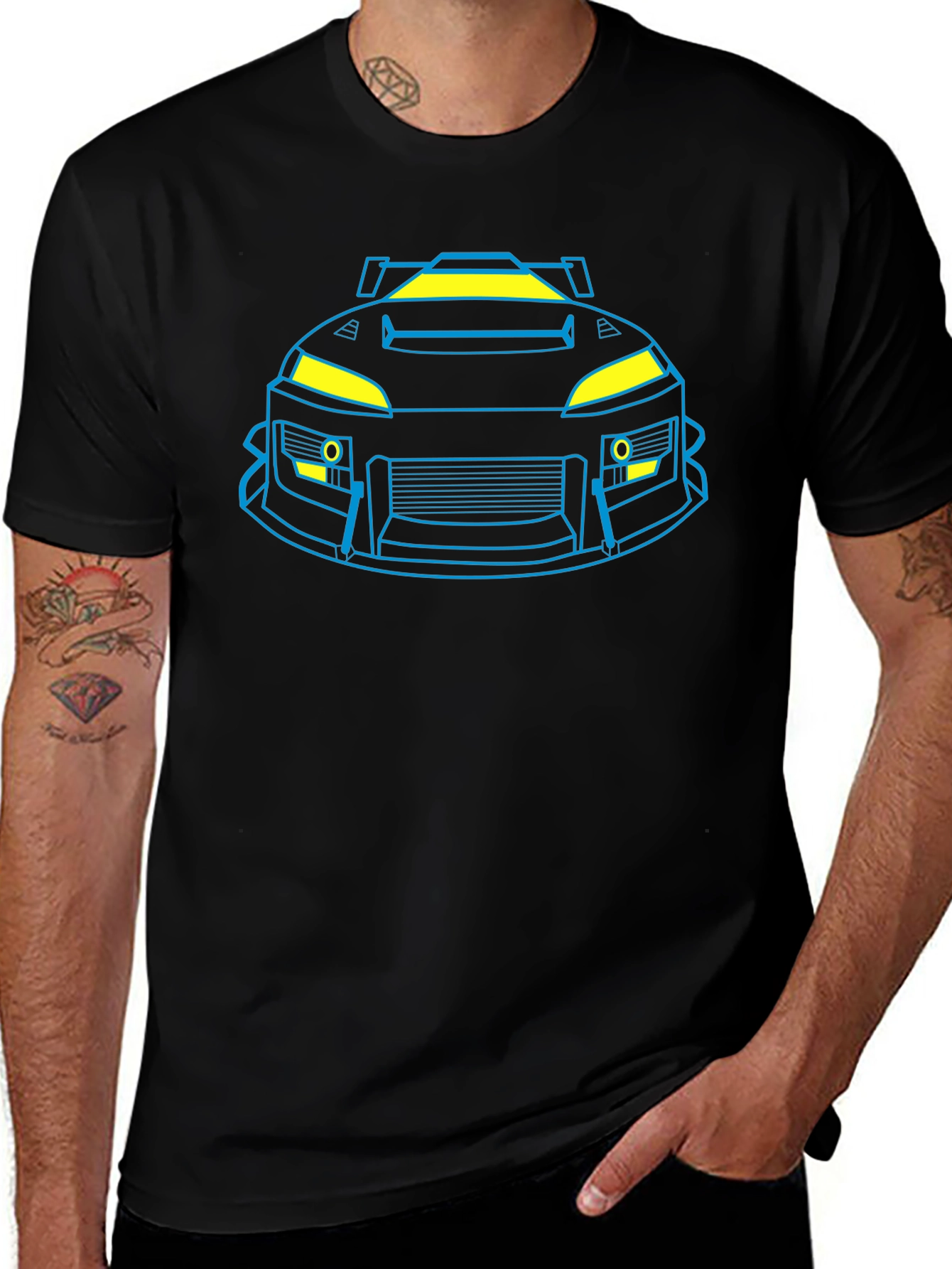 Neon Car Graphic Black T-Shirt