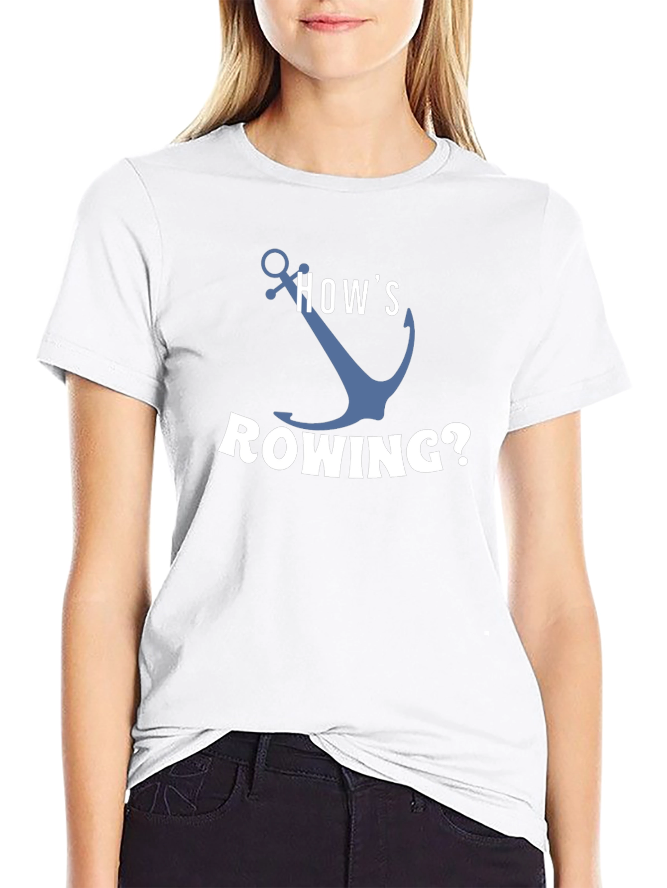 Hows Rowing? Black Graphic T-Shirt