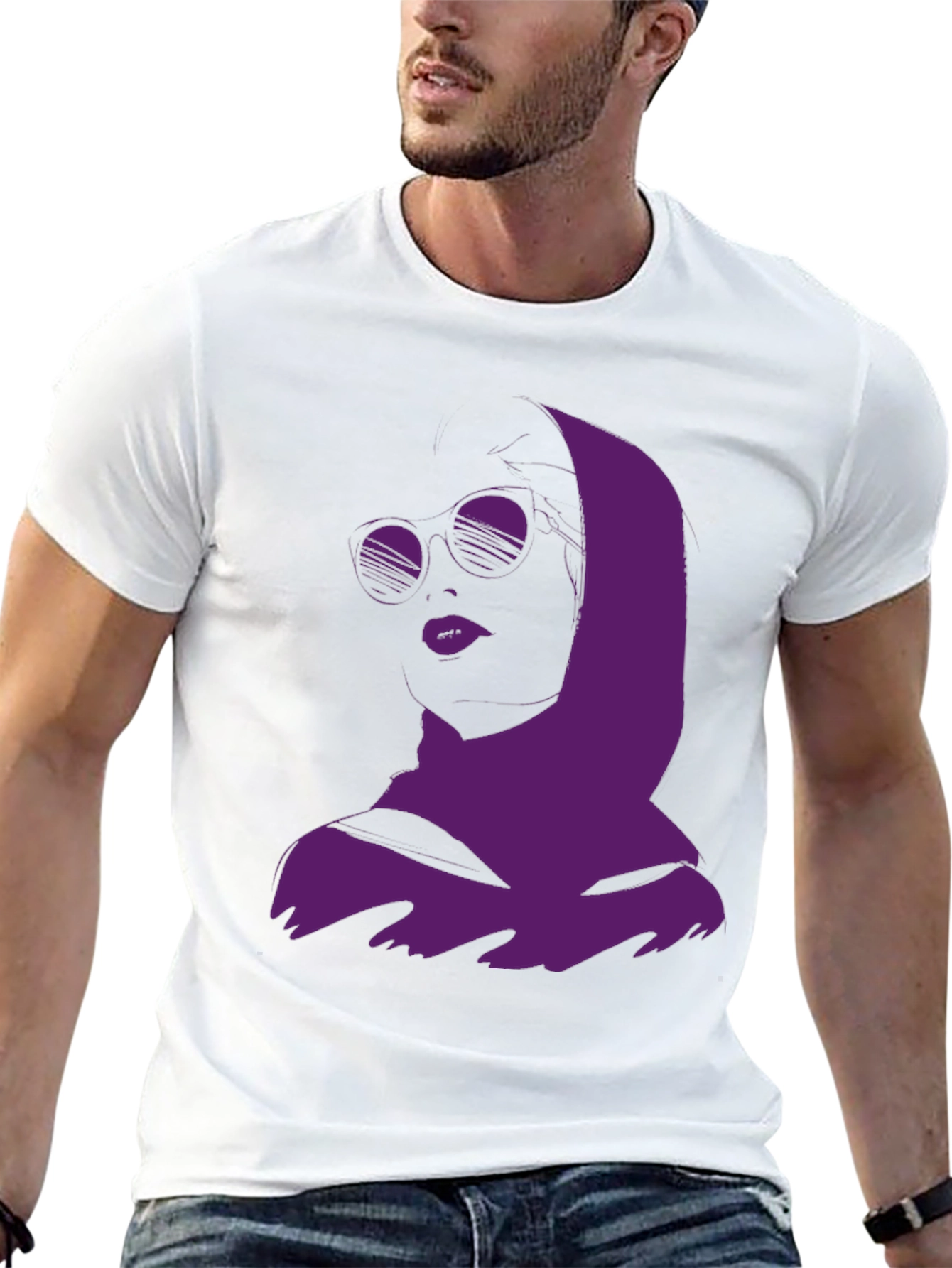 Urban Chic Graphic Tee - Purple Woman Silhouette