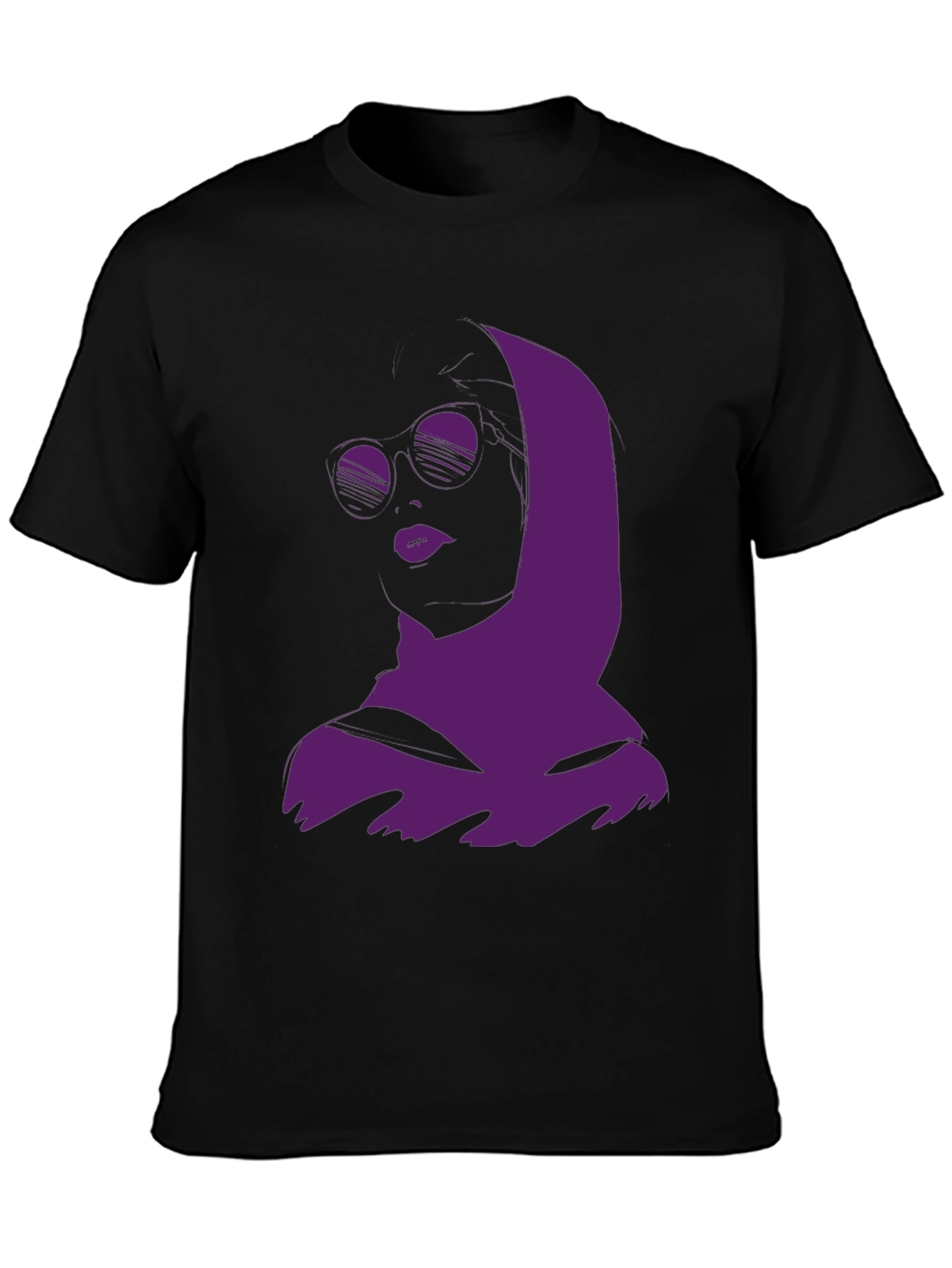 Urban Chic Graphic Tee - Purple Woman Silhouette