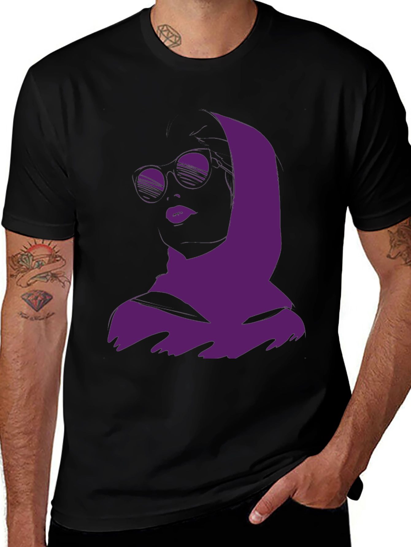 Urban Chic Graphic Tee - Purple Woman Silhouette