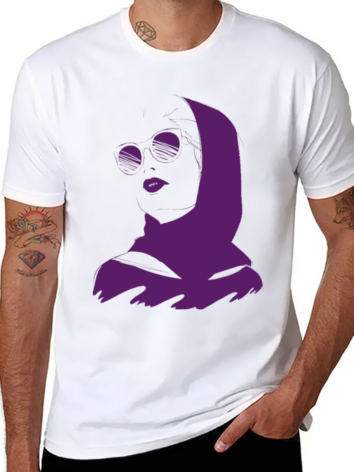 Urban Chic Graphic Tee - Purple Woman Silhouette