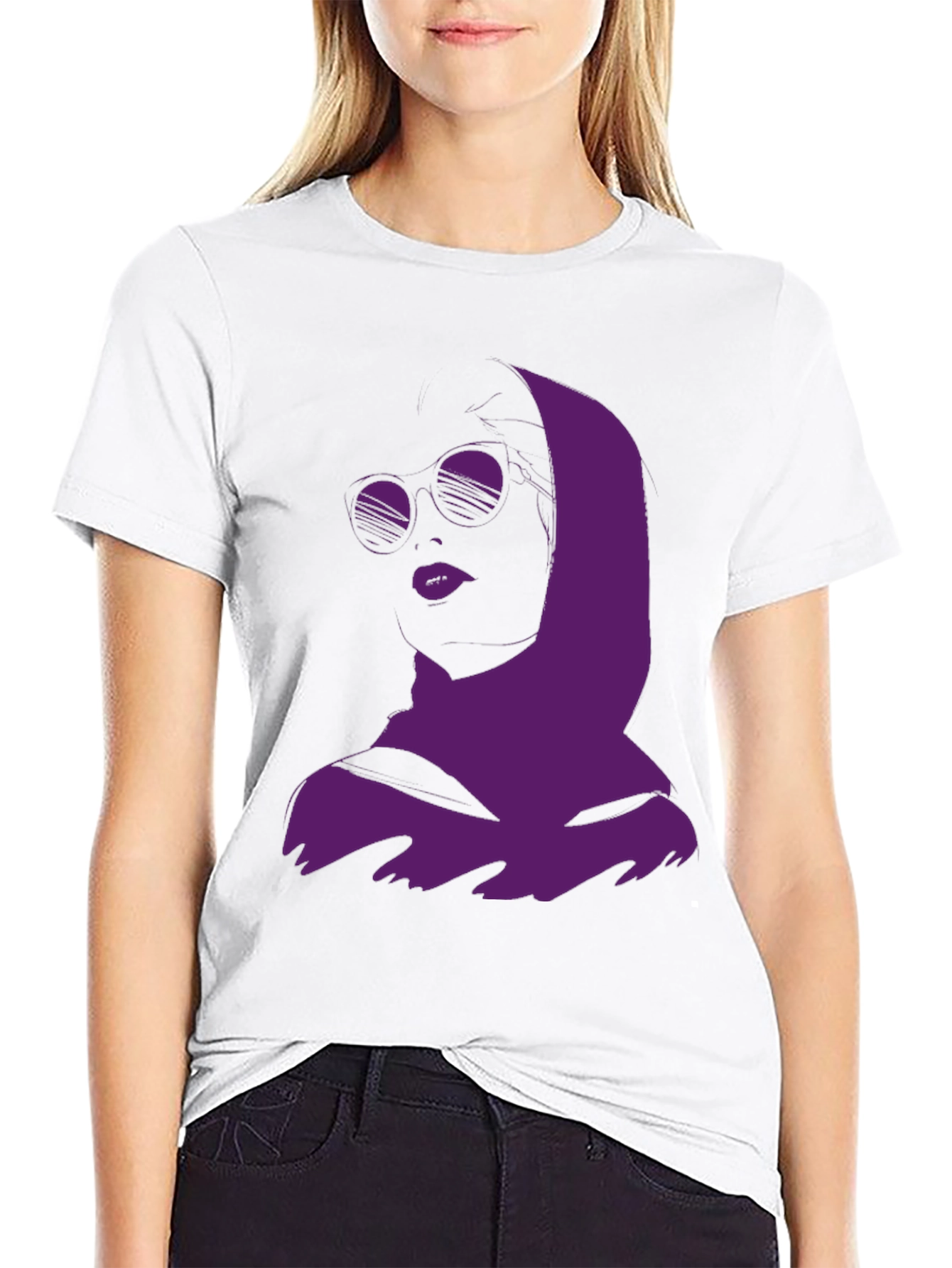 Urban Chic Graphic Tee - Purple Woman Silhouette