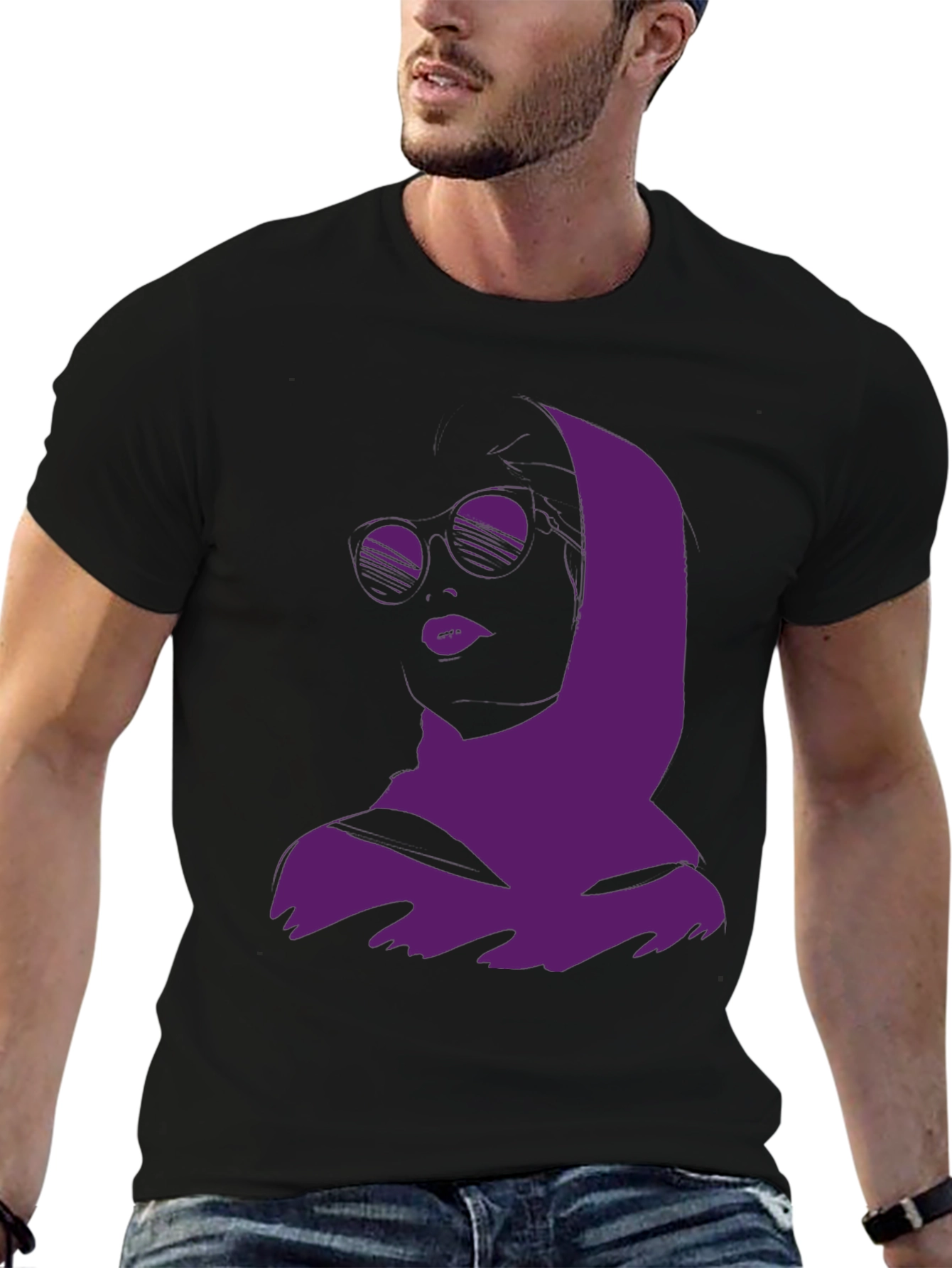 Urban Chic Graphic Tee - Purple Woman Silhouette
