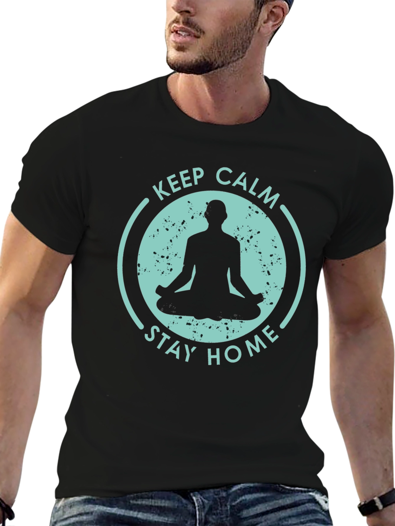 Keep Calm Stay Home T-Shirt - Yoga Meditation Tee