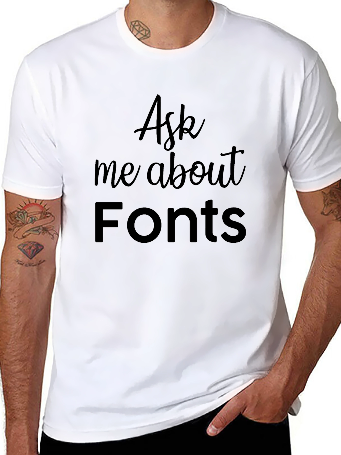 Ask Me About Fonts Black T-Shirt