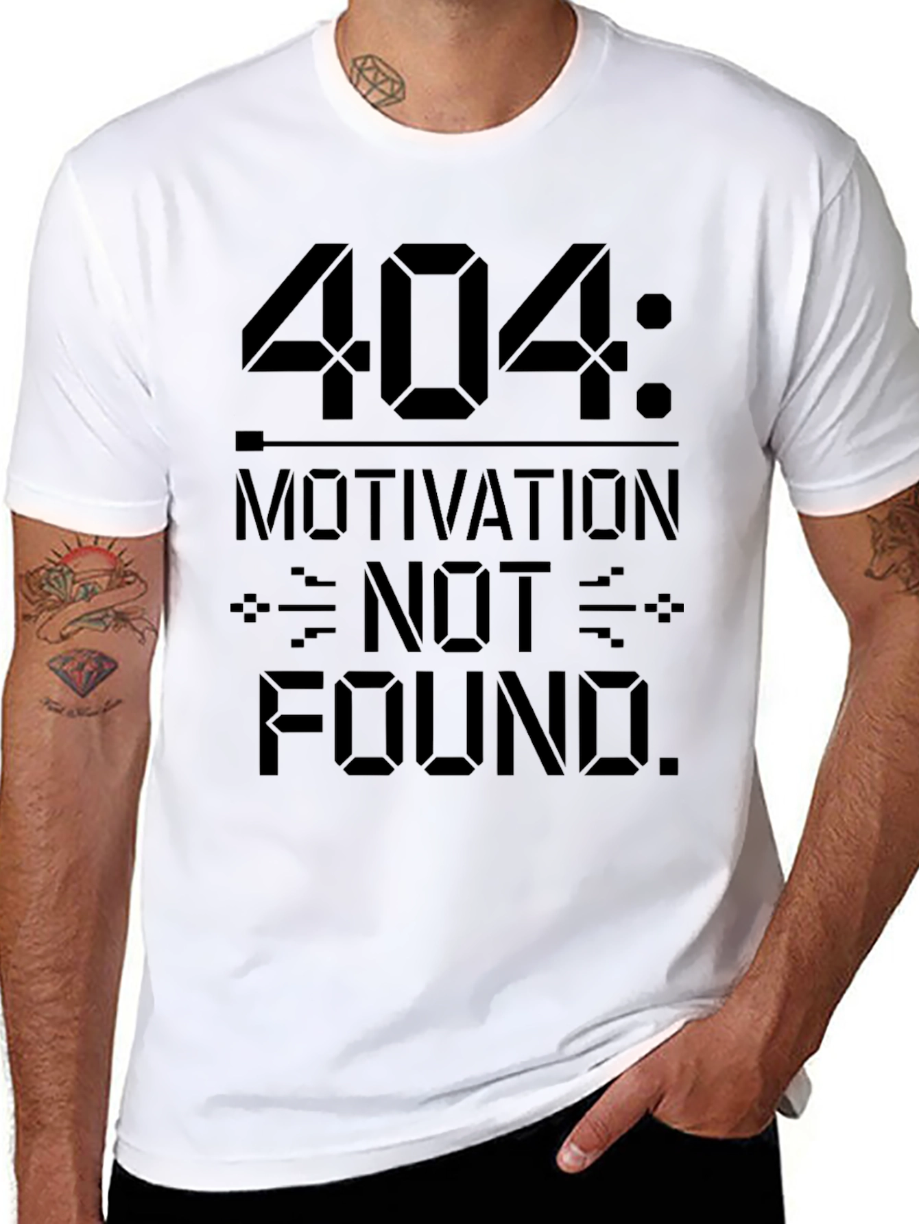 404 Motivation Not Found Black Graphic Tee