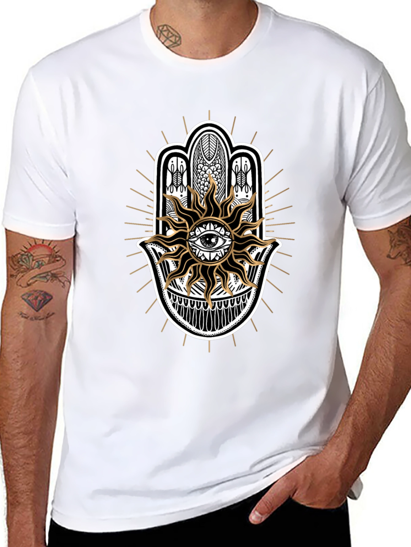 Mystic Eye Hamsa Hand Graphic Tee - Black