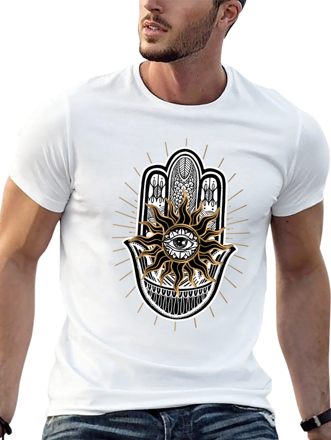 Mystic Eye Hamsa Hand Graphic Tee - Black