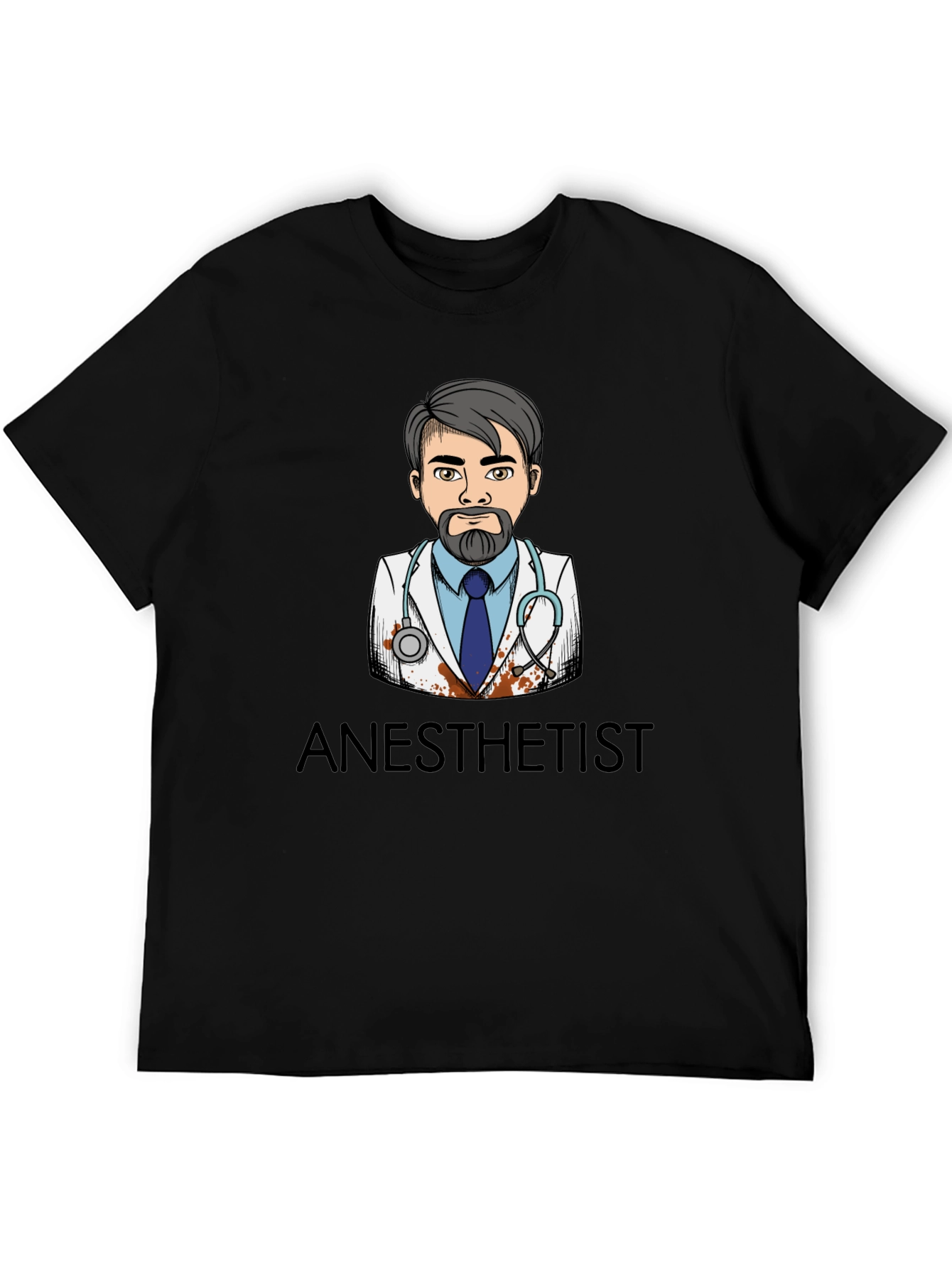 Anesthetist Cartoon Graphic Black T-Shirt