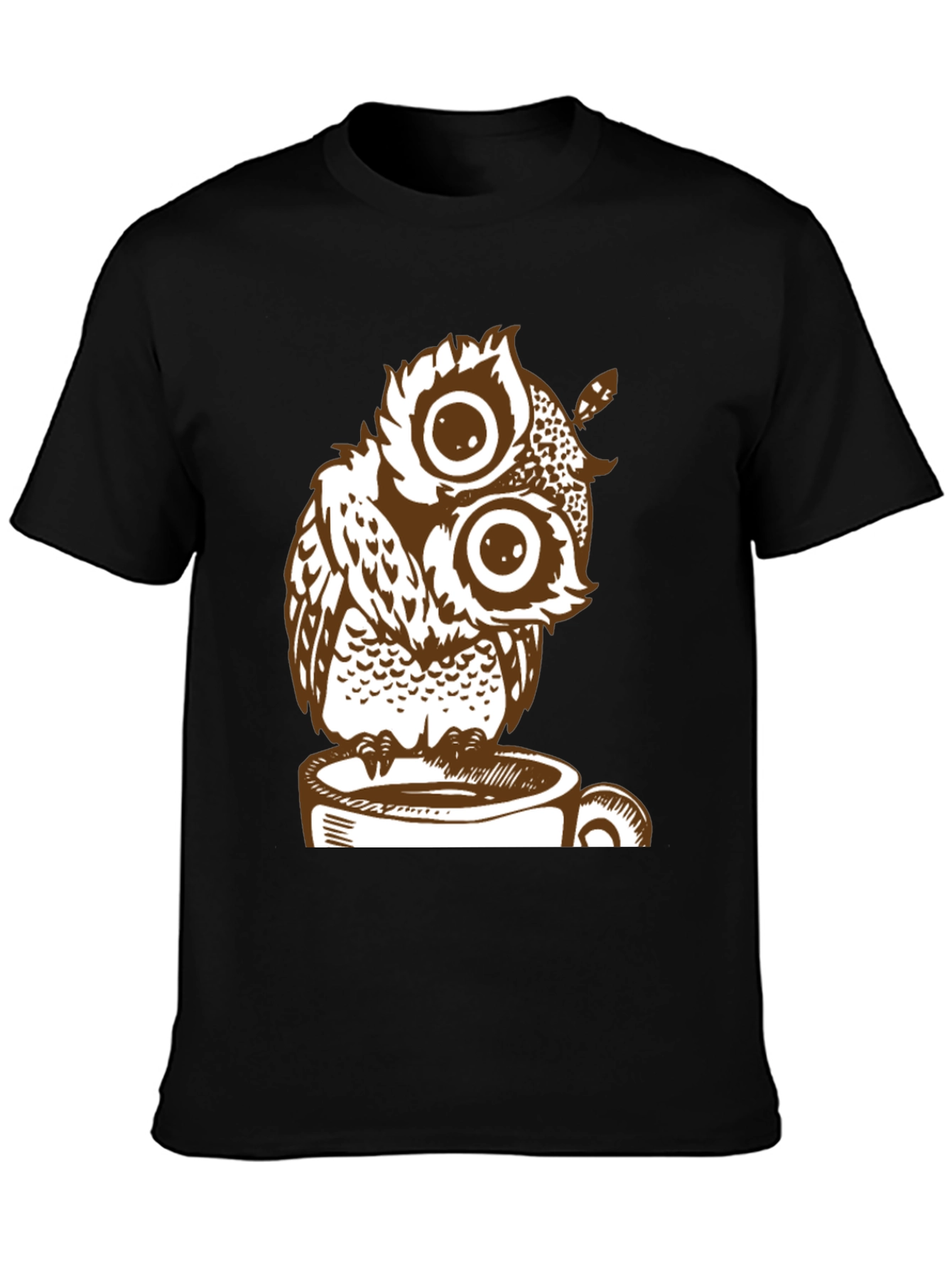 Owl on Coffee Cup Graphic Tee