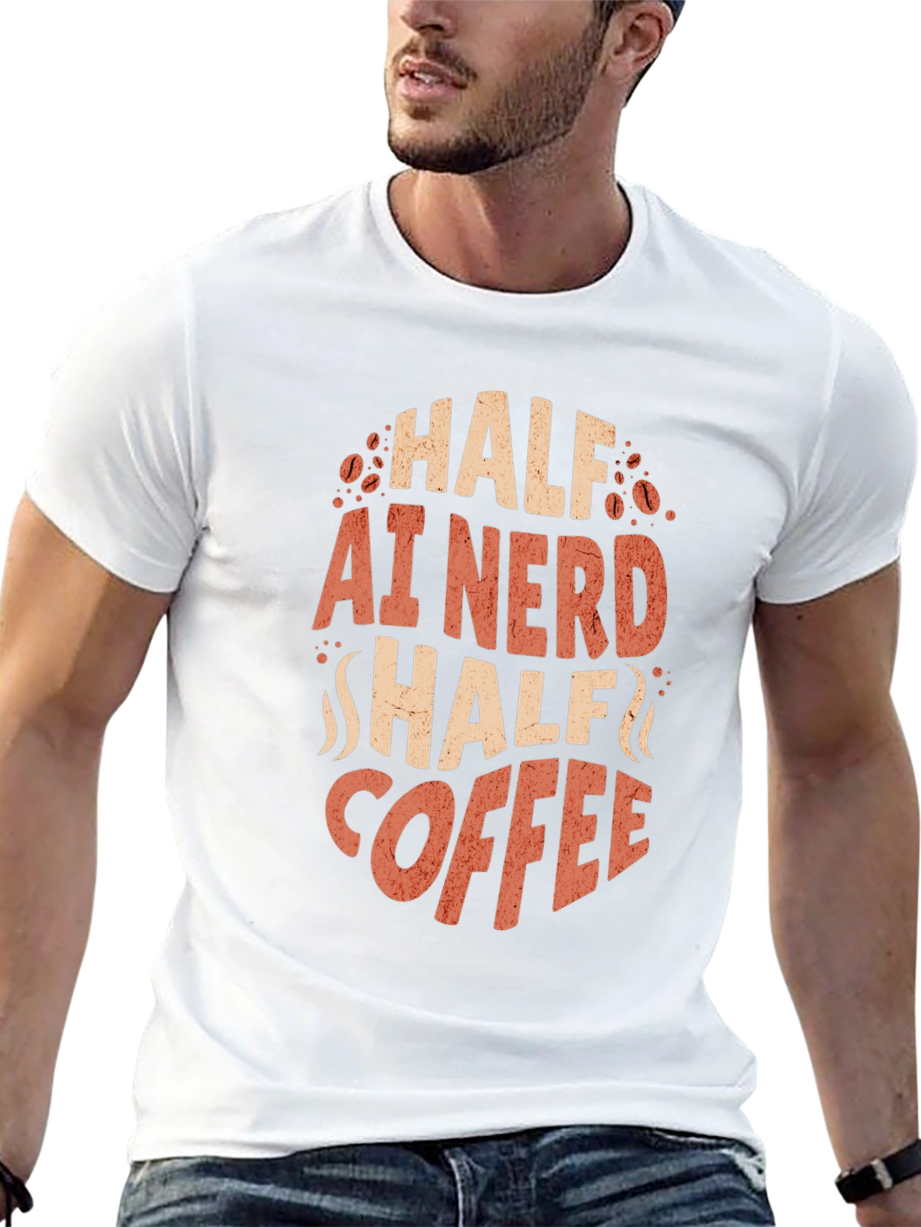 Half AI Nerd Half Coffee T-Shirt - Black