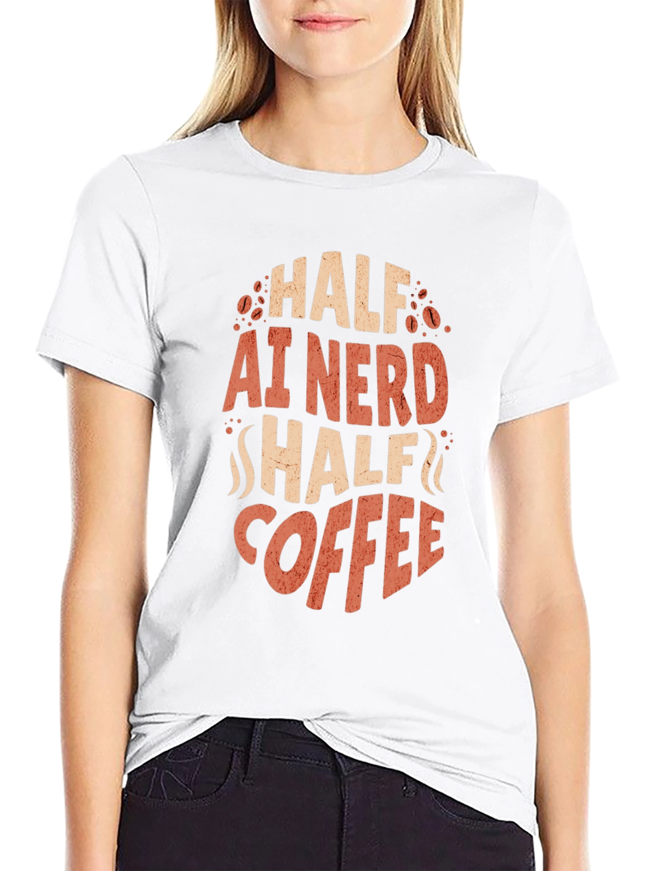 Half AI Nerd Half Coffee T-Shirt - Black
