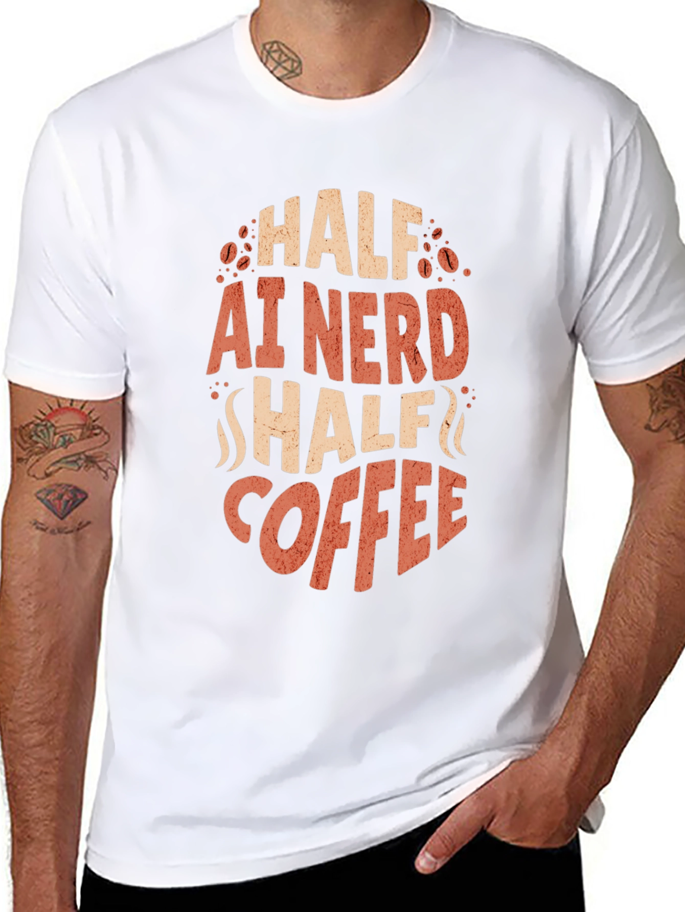 Half AI Nerd Half Coffee T-Shirt - Black