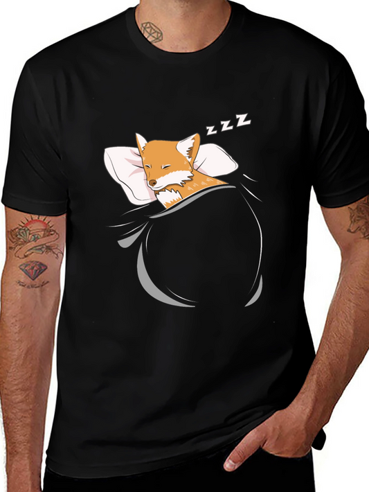 Sleeping Fox Graphic T-Shirt - Mens Black Tee