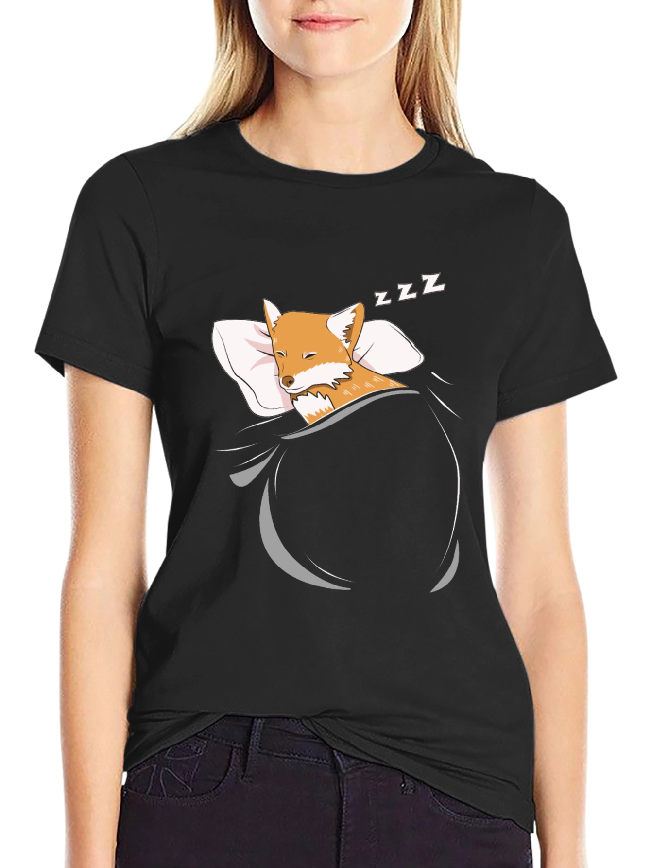 Sleeping Fox Graphic T-Shirt - Mens Black Tee