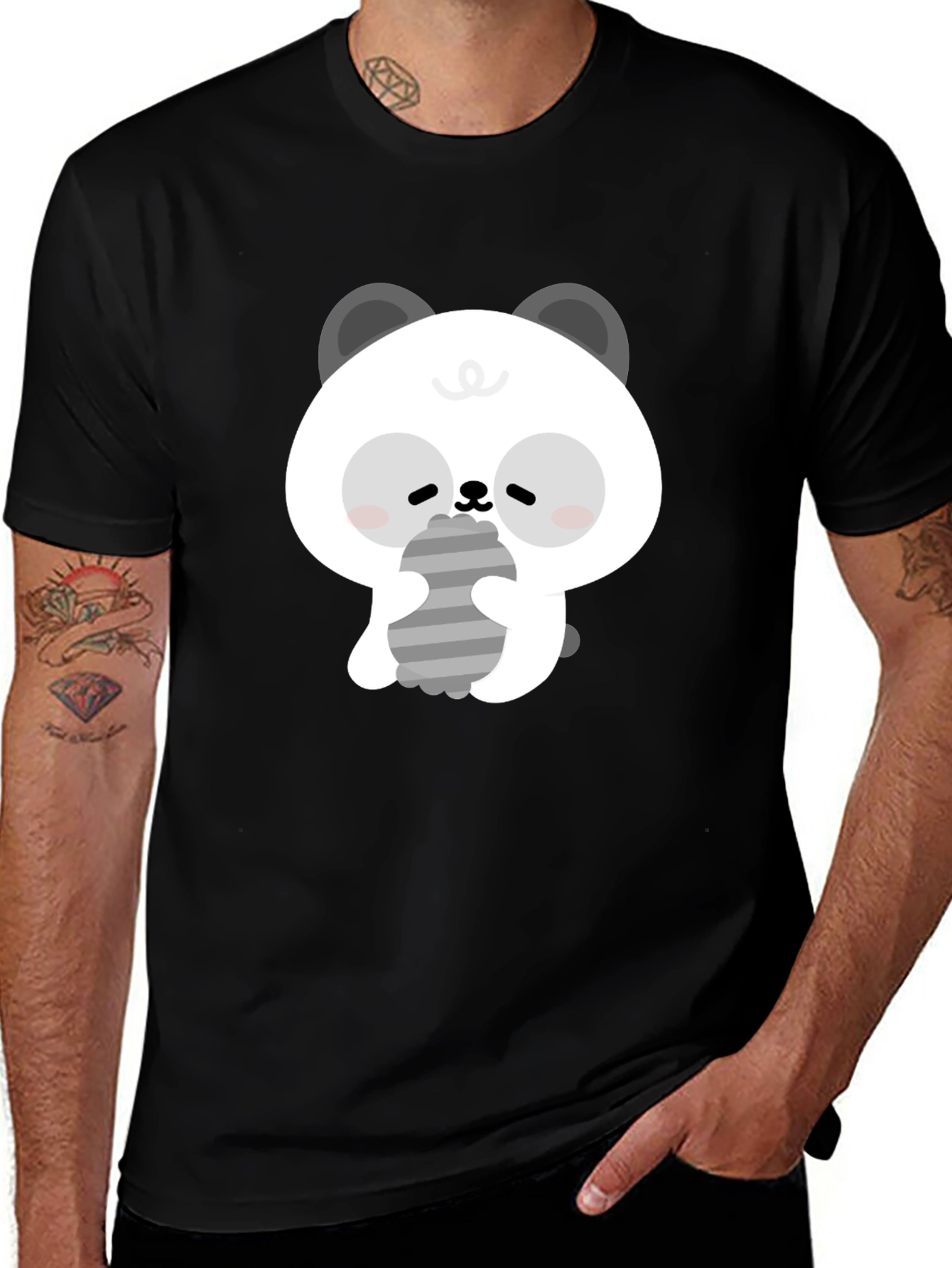 Cute Panda Graphic Tee - Soft Cotton Black T-Shirt