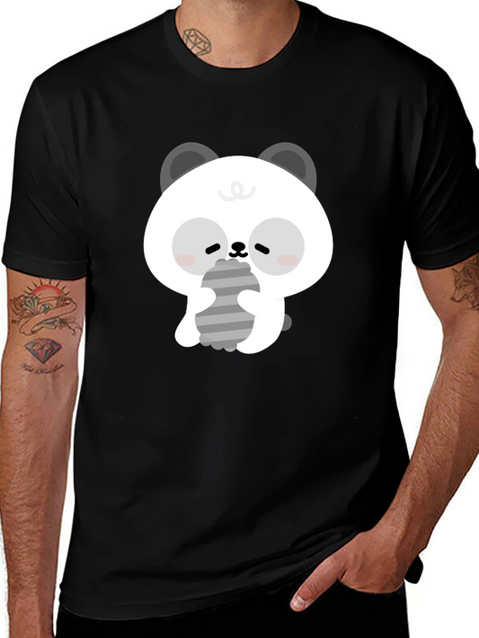 Cute Panda Graphic Tee - Soft Cotton Black T-Shirt