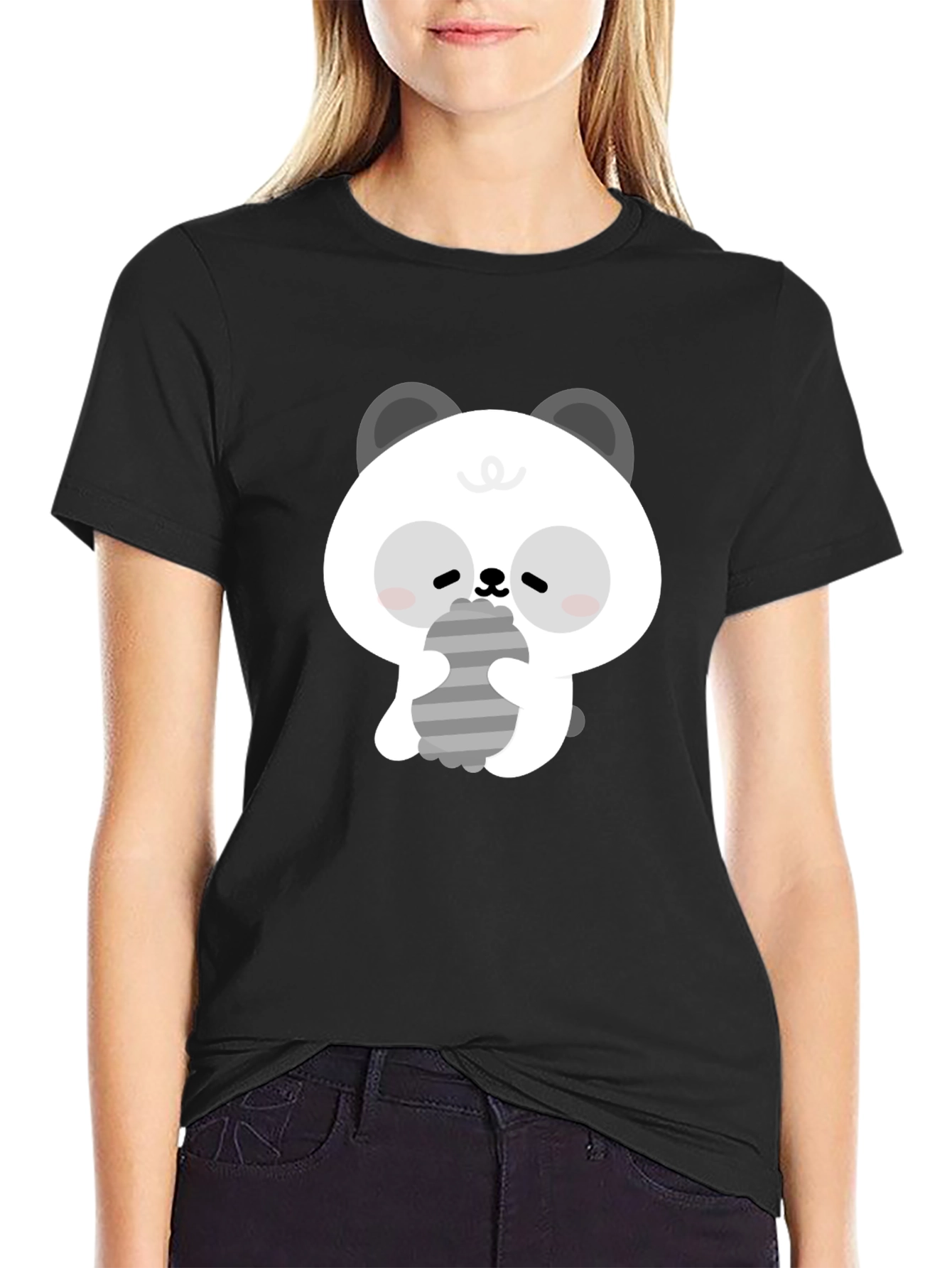 Cute Panda Graphic Tee - Soft Cotton Black T-Shirt