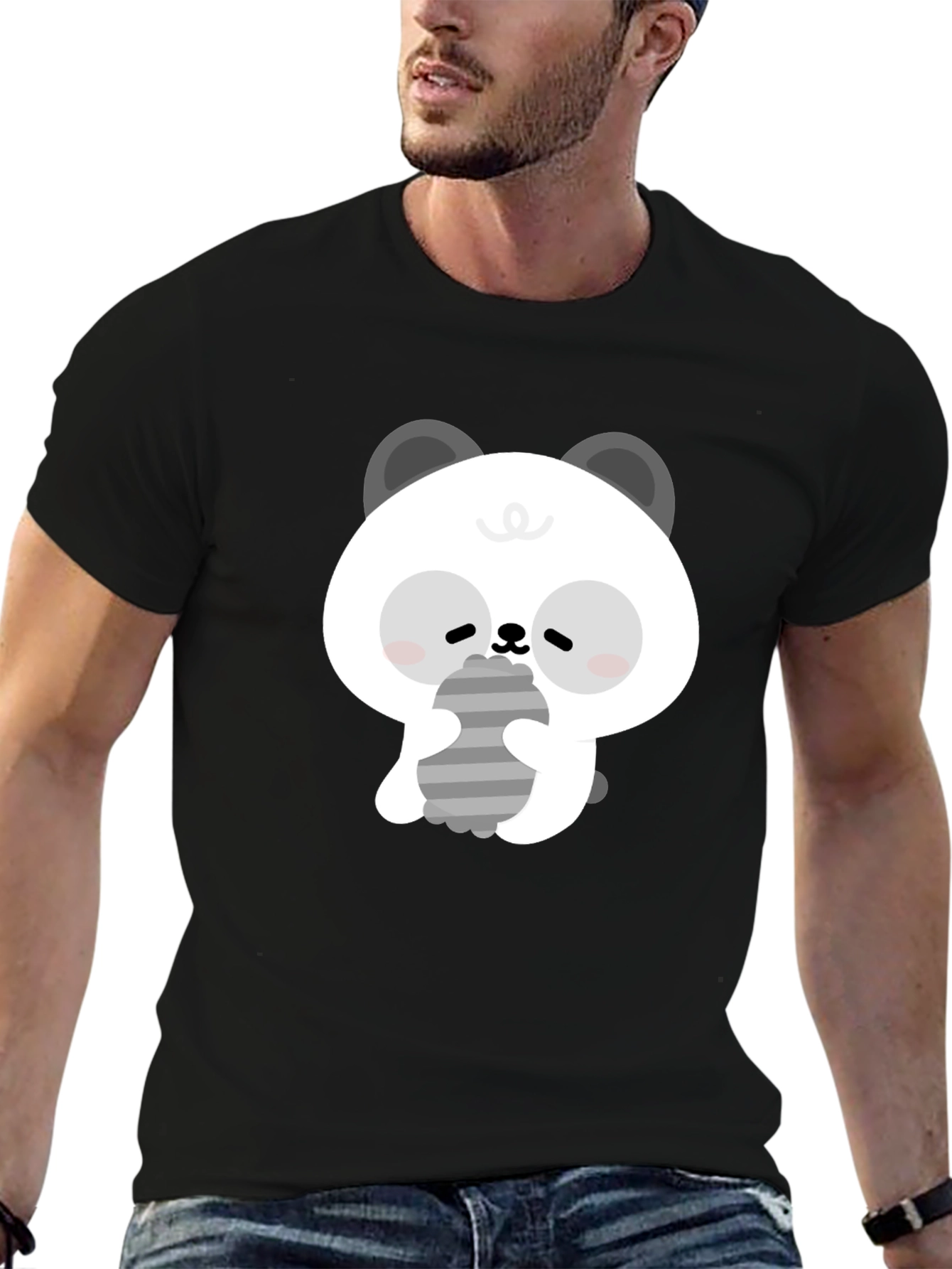 Cute Panda Graphic Tee - Soft Cotton Black T-Shirt