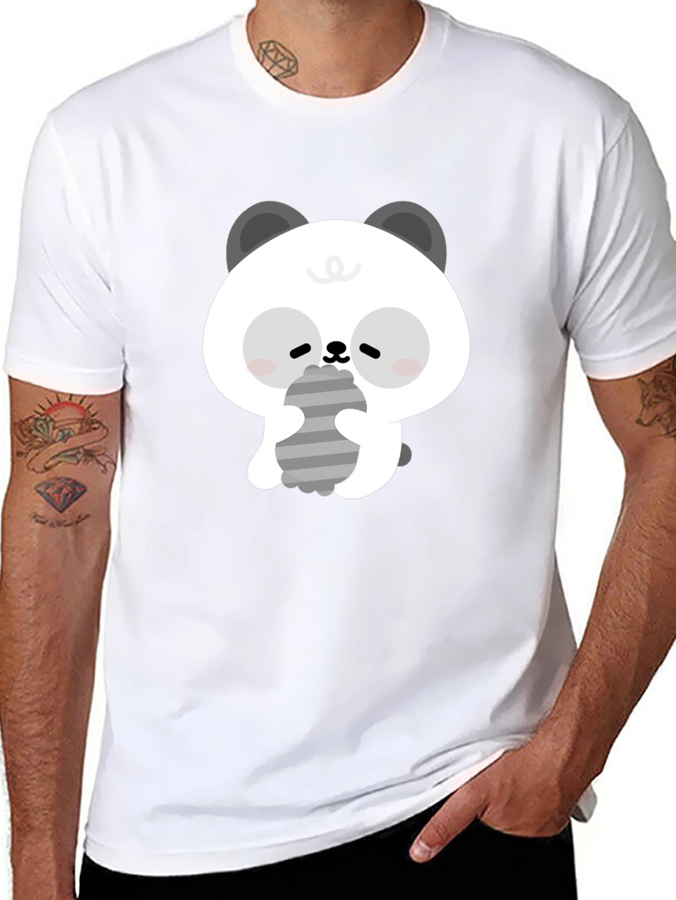 Cute Panda Graphic Tee - Soft Cotton Black T-Shirt