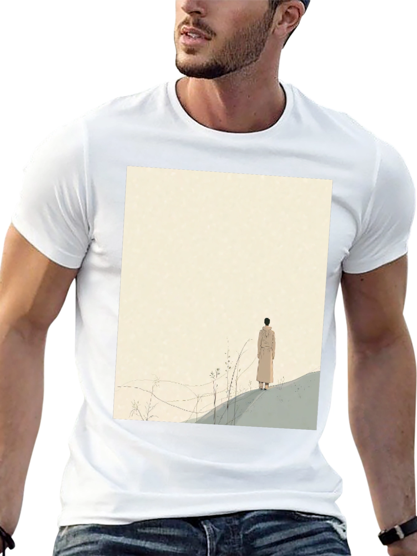Artistic Graphic Tee - Lone Figure Design