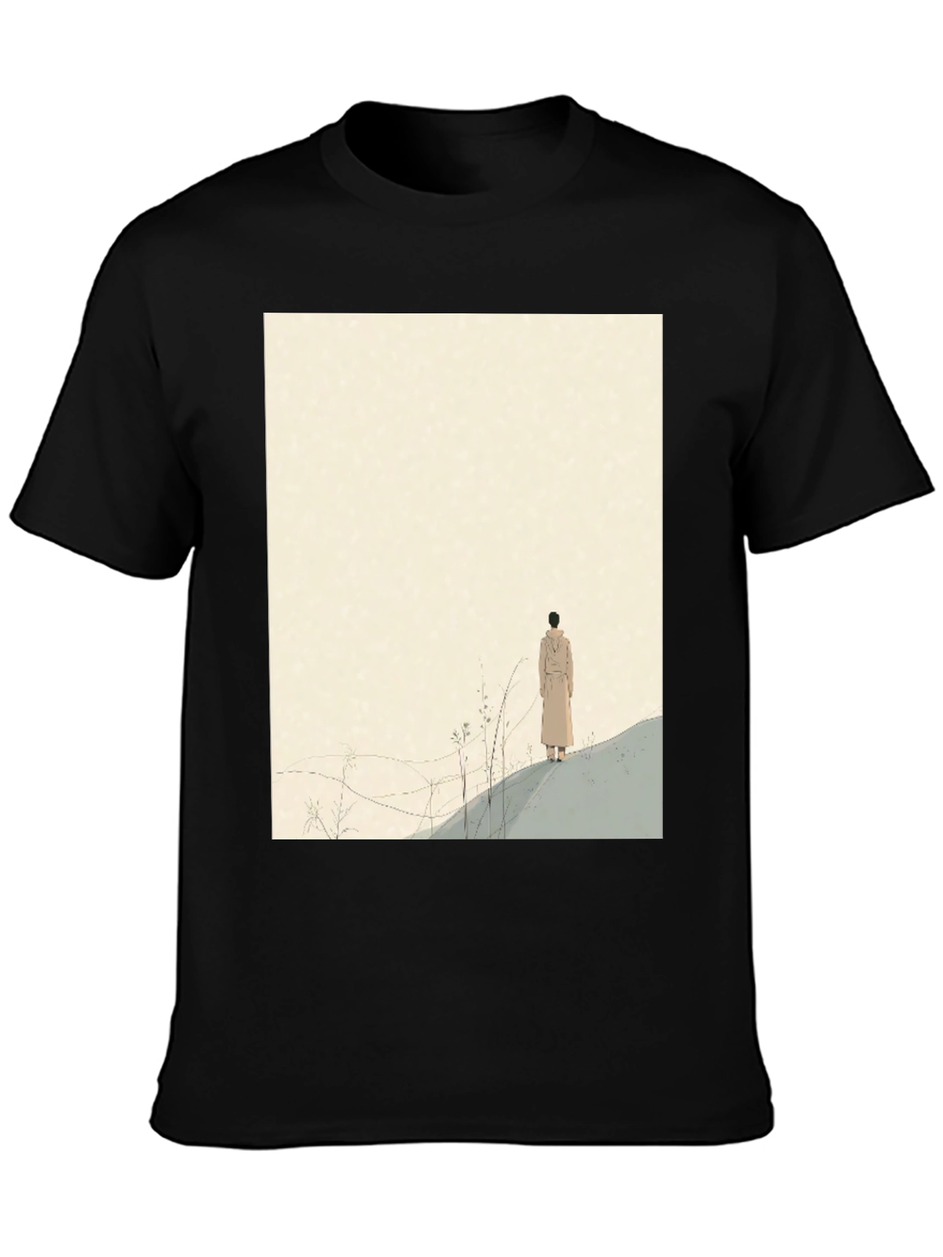 Artistic Graphic Tee - Lone Figure Design