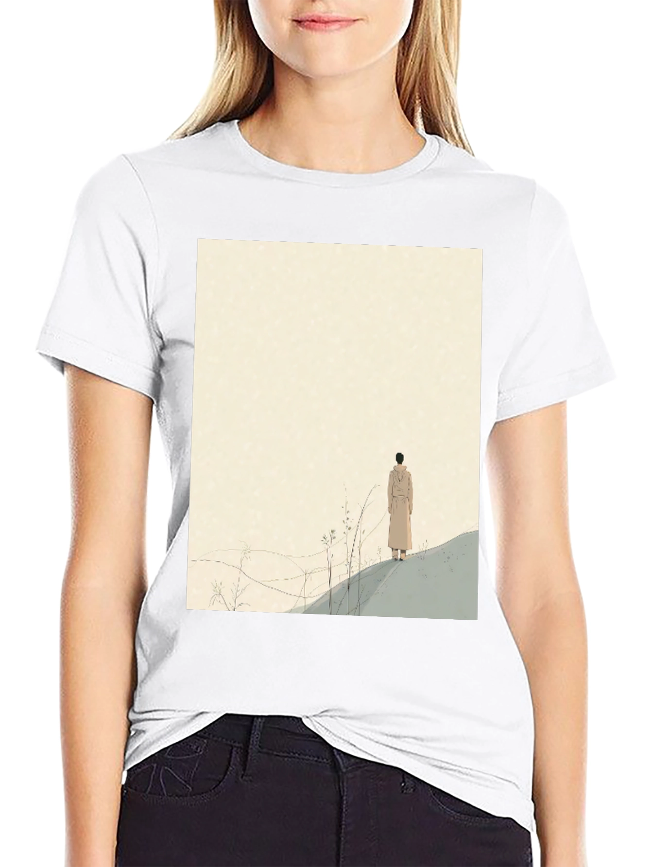 Artistic Graphic Tee - Lone Figure Design