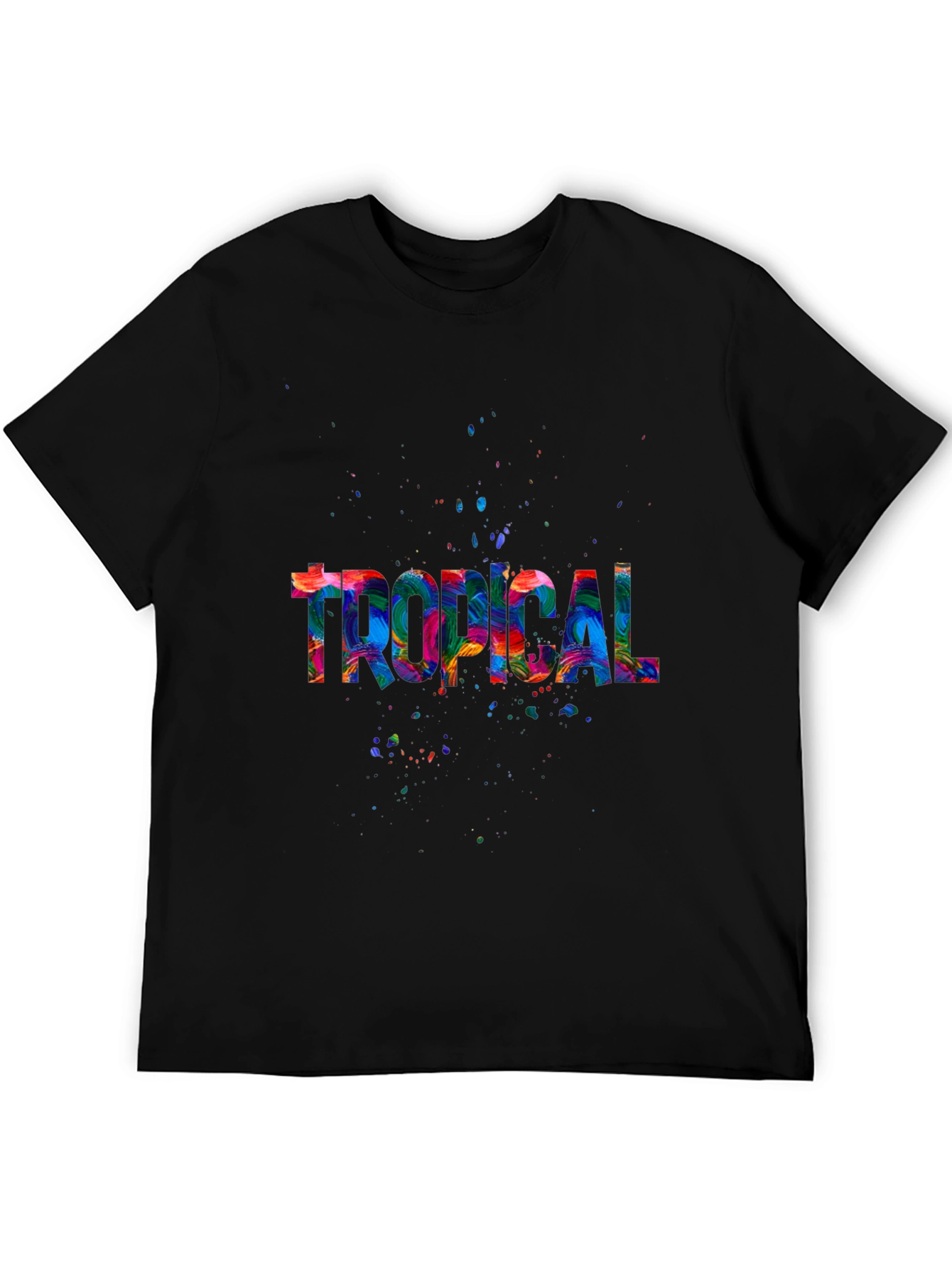 Tropical Splash Mens Black T-Shirt