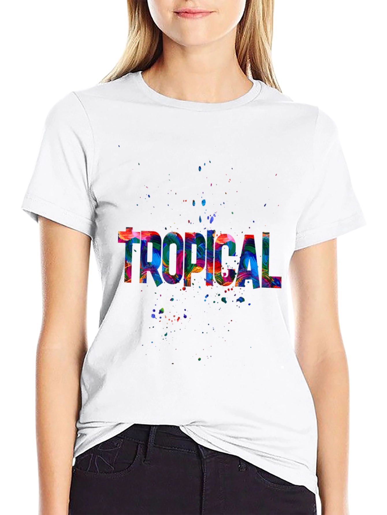 Tropical Splash Mens Black T-Shirt