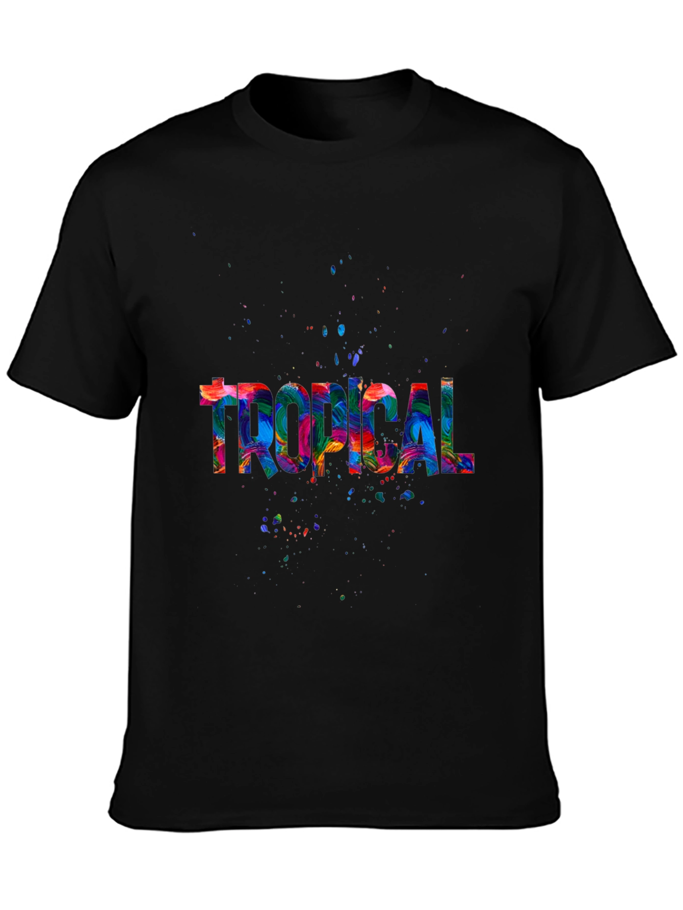 Tropical Splash Mens Black T-Shirt