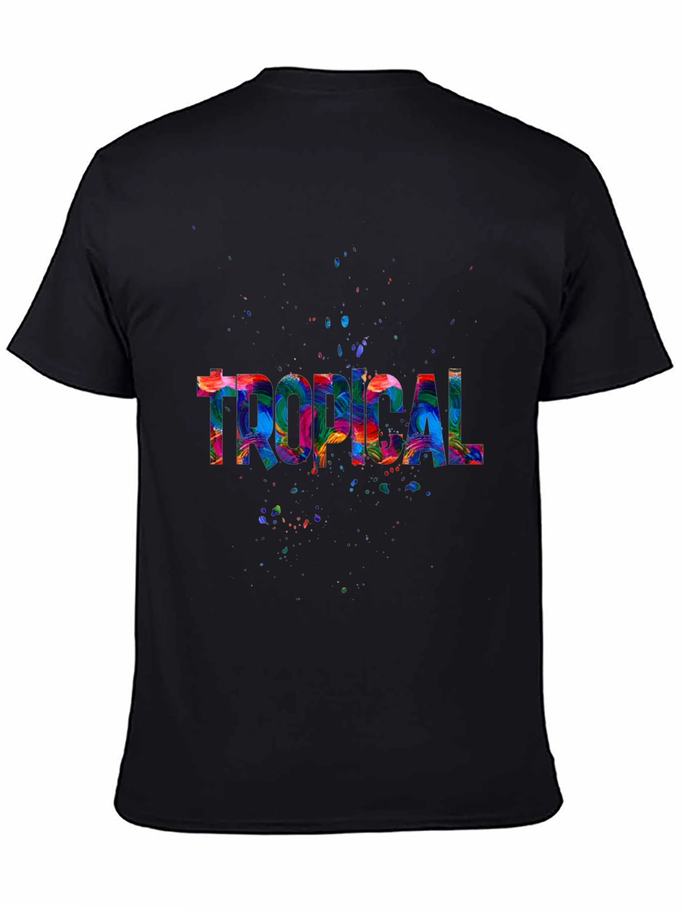 Tropical Splash Mens Black T-Shirt