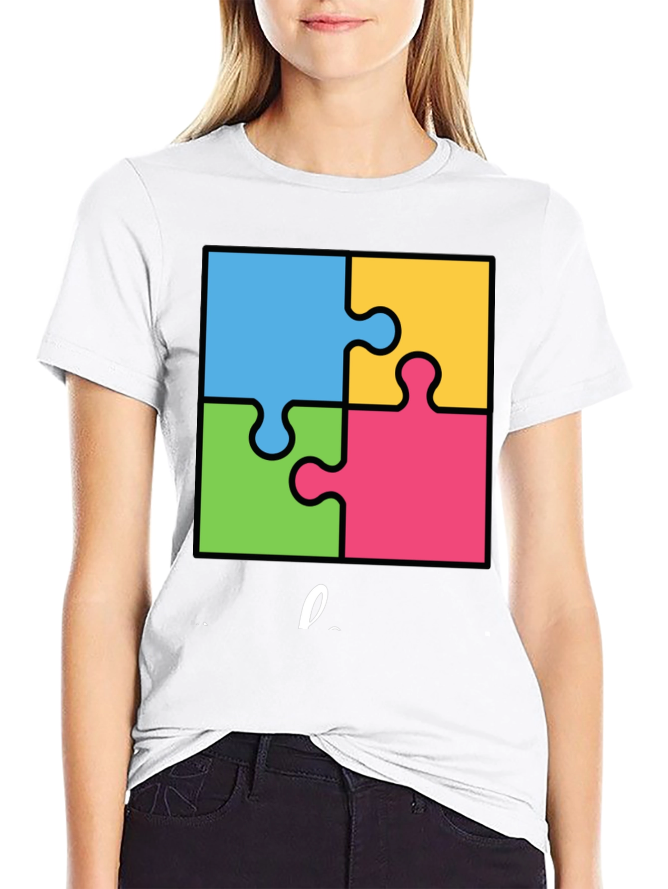 Autism Awareness Puzzle T-Shirt - Black Cotton Tee