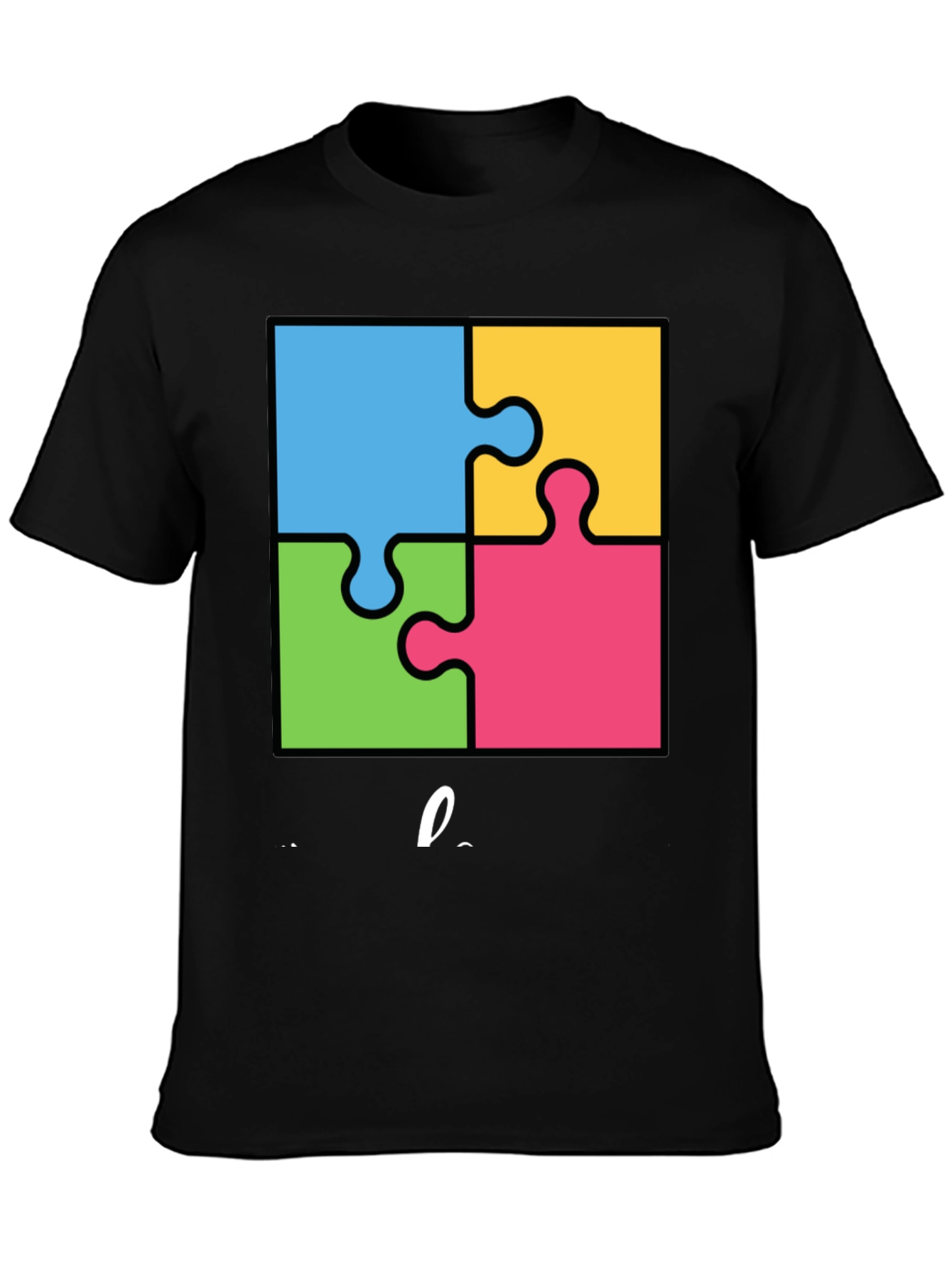 Autism Awareness Puzzle T-Shirt - Black Cotton Tee