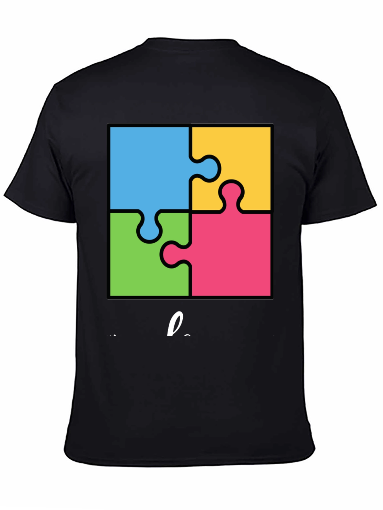 Autism Awareness Puzzle T-Shirt - Black Cotton Tee