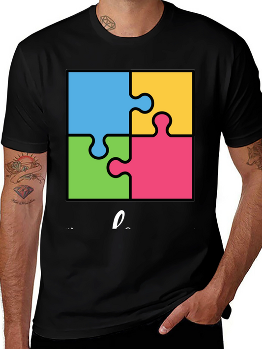 Autism Awareness Puzzle T-Shirt - Black Cotton Tee