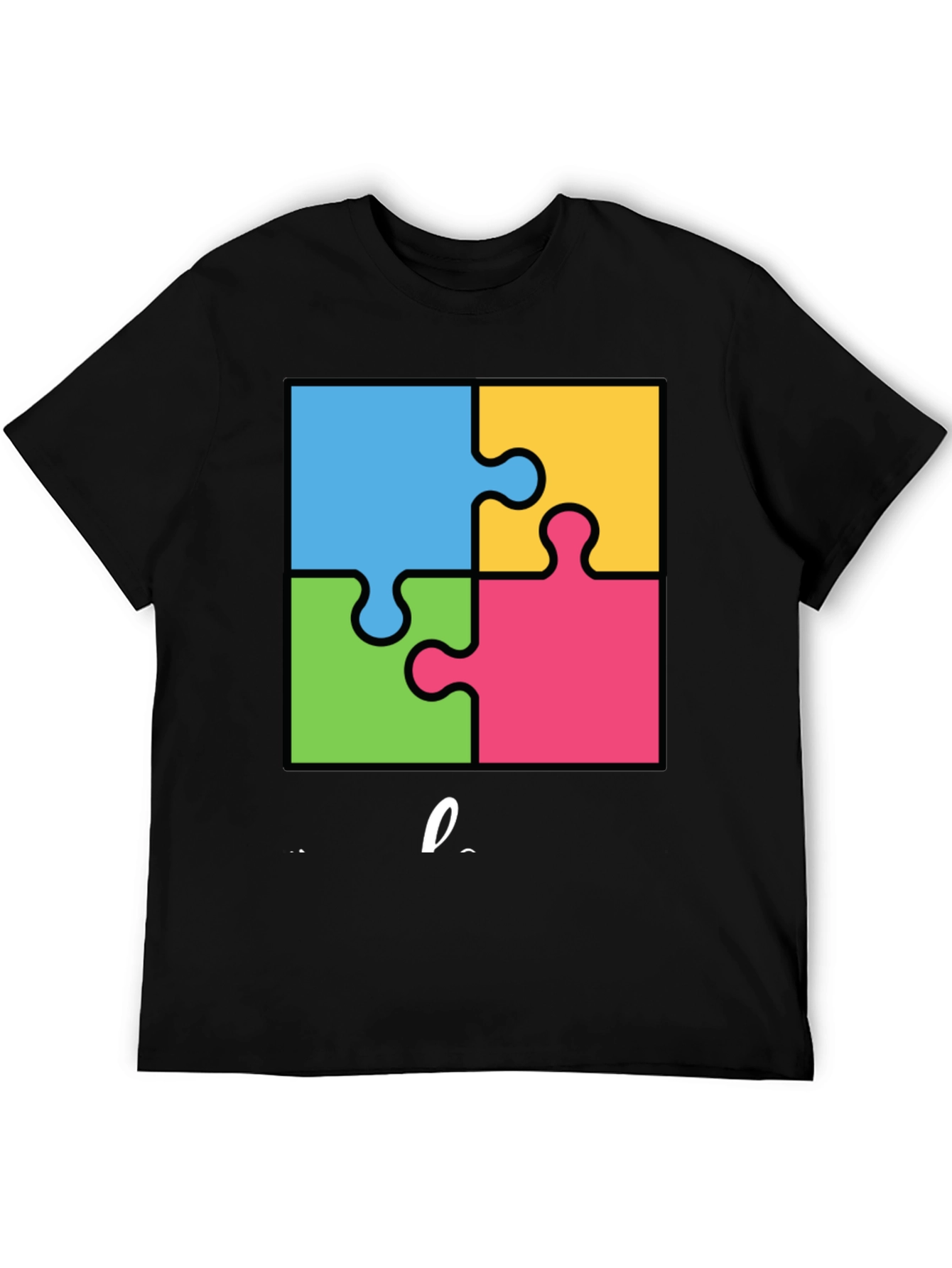 Autism Awareness Puzzle T-Shirt - Black Cotton Tee