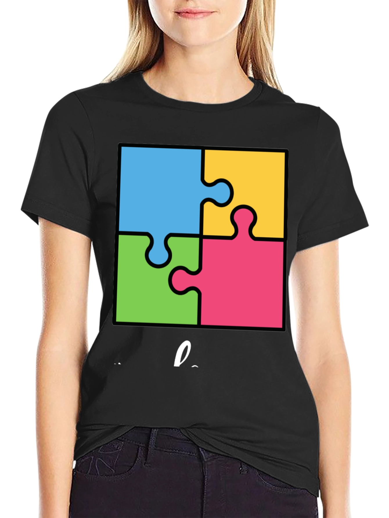 Autism Awareness Puzzle T-Shirt - Black Cotton Tee