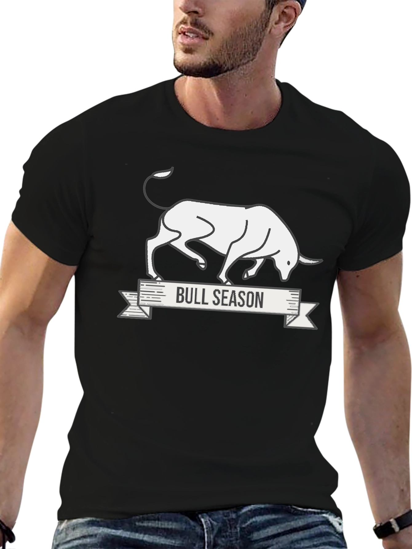 Bull Season Graphic Tee - Black Cotton T-Shirt